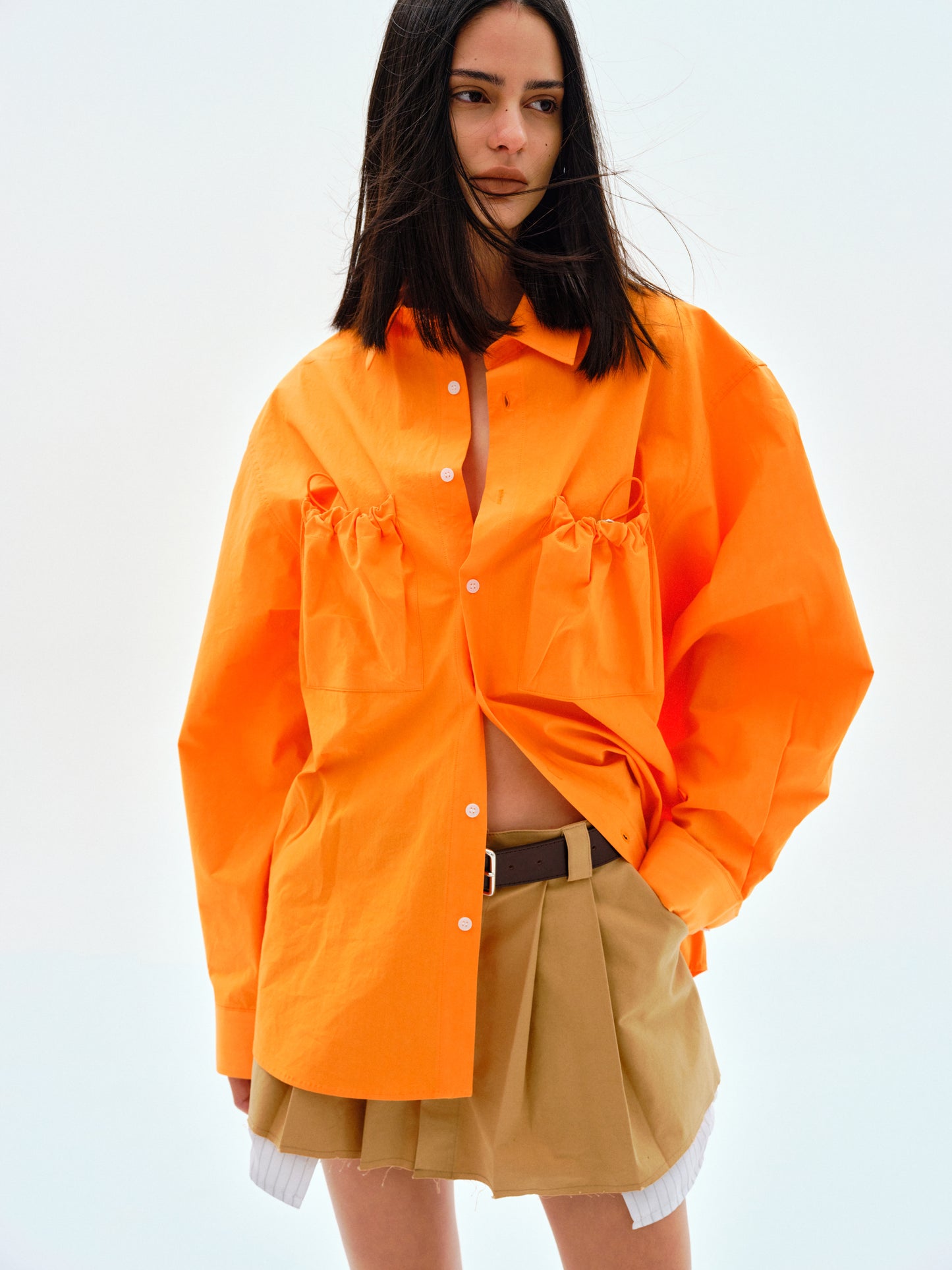 Oversized Pocket Shirt, Mandarin Orange