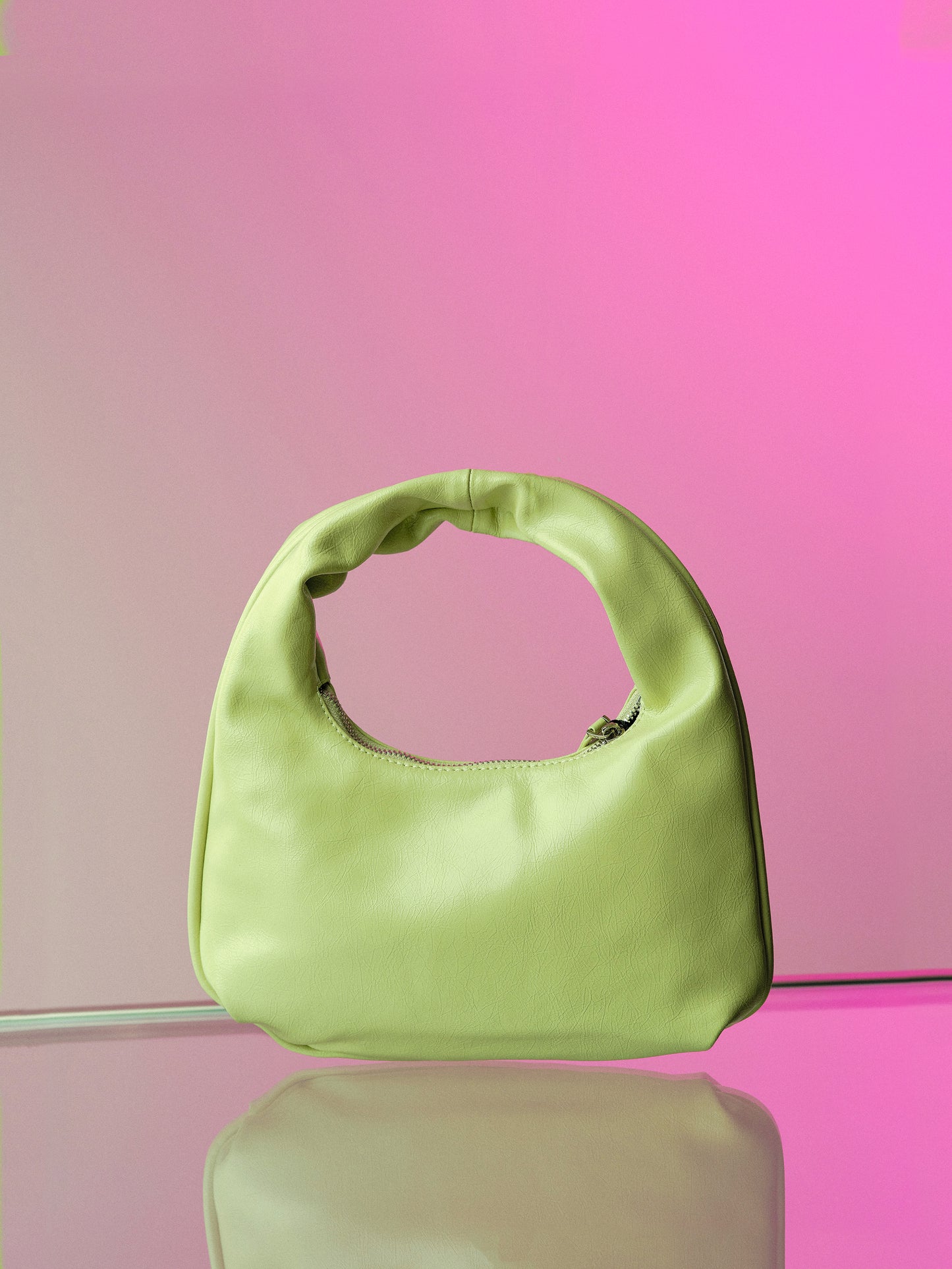 Leather Shoulder Bag, Matcha