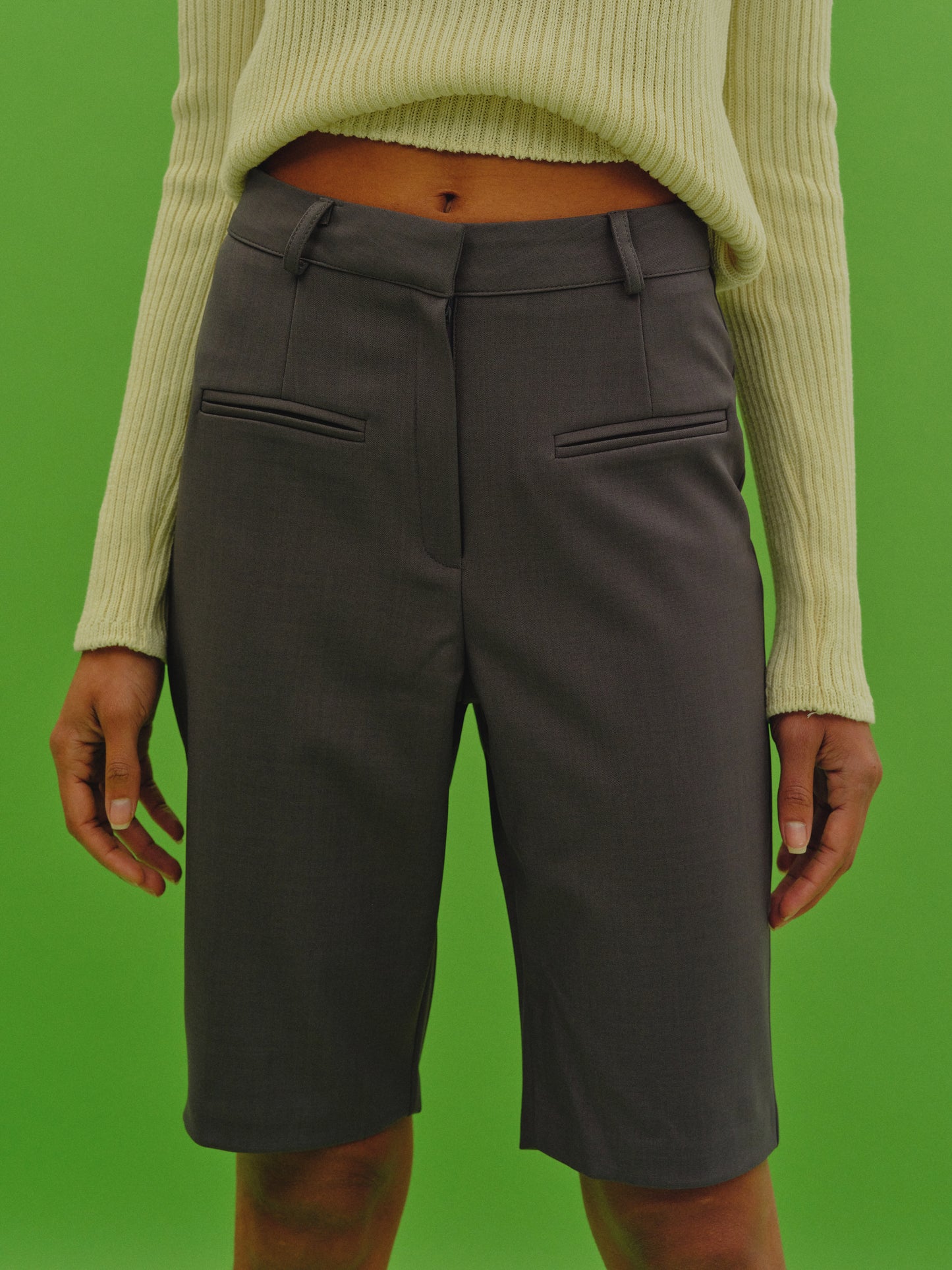 Slim Suiting Shorts, Asphalt