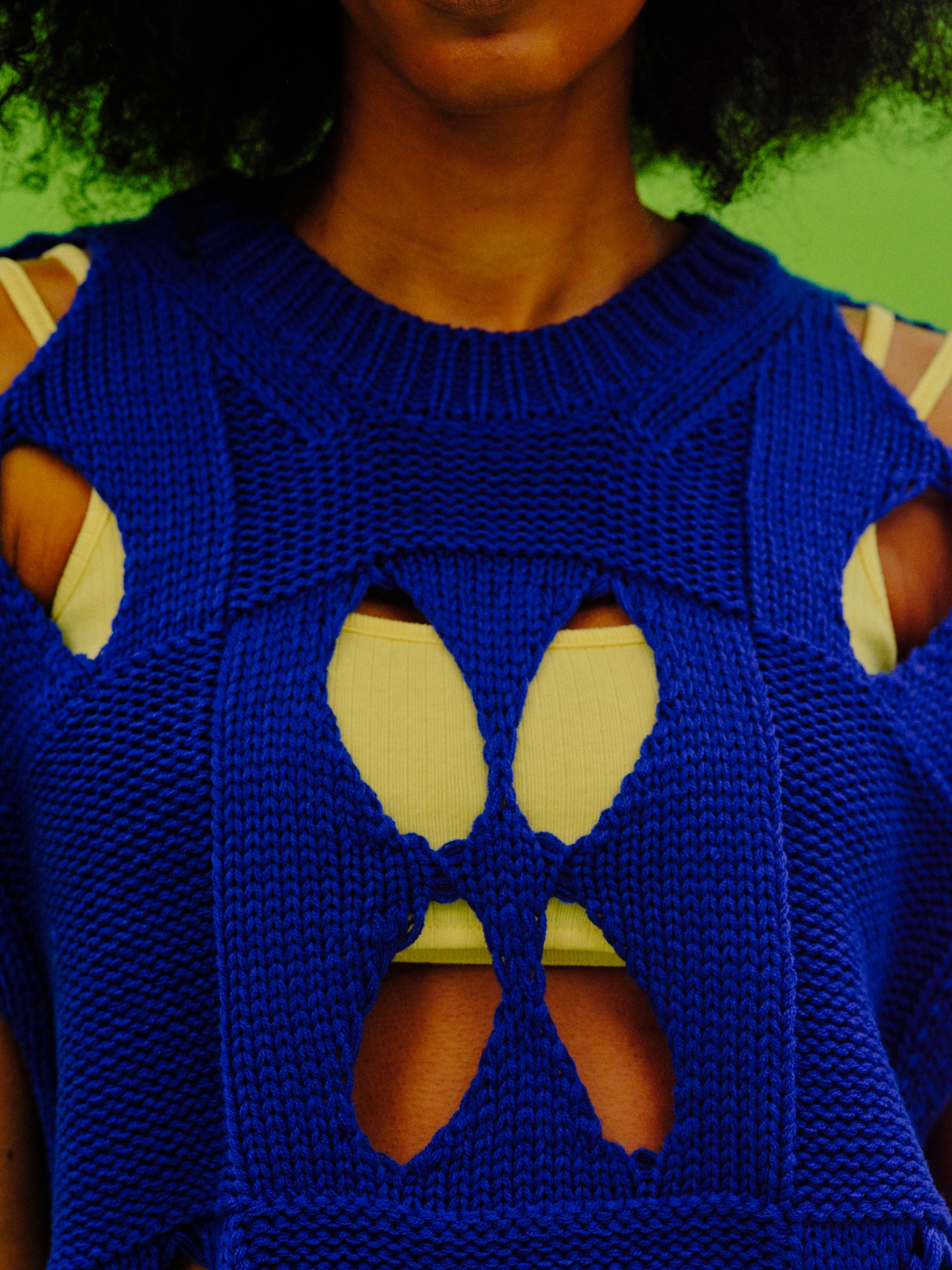 Teardrop Cut-Out Knit Vest, Dark Blue
