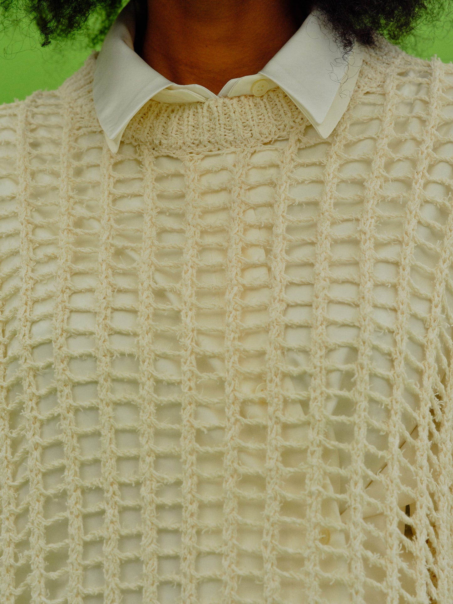 Paper & Bamboo Crocheted Sweater, Natural