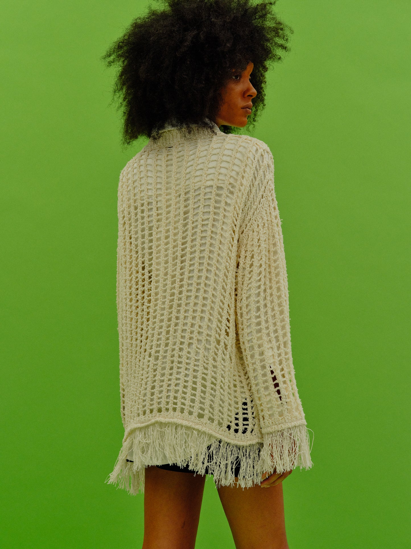 Paper & Bamboo Crocheted Sweater, Natural