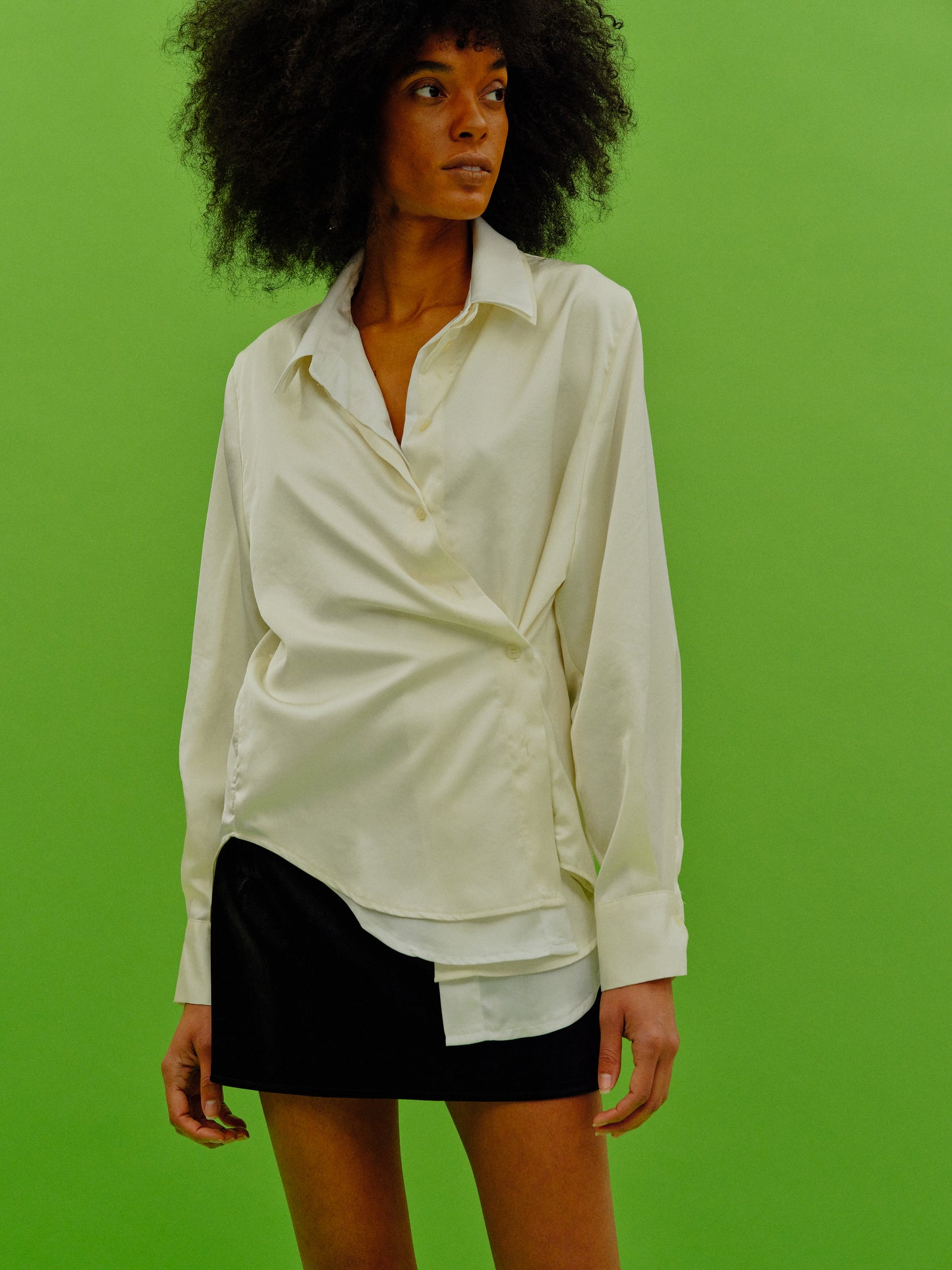 Adjustable Twisted Double Layer Shirt, Buttermilk