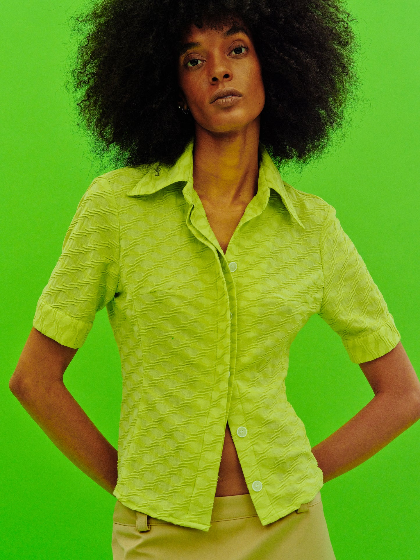 Textured Woven Shirt, Acid Green