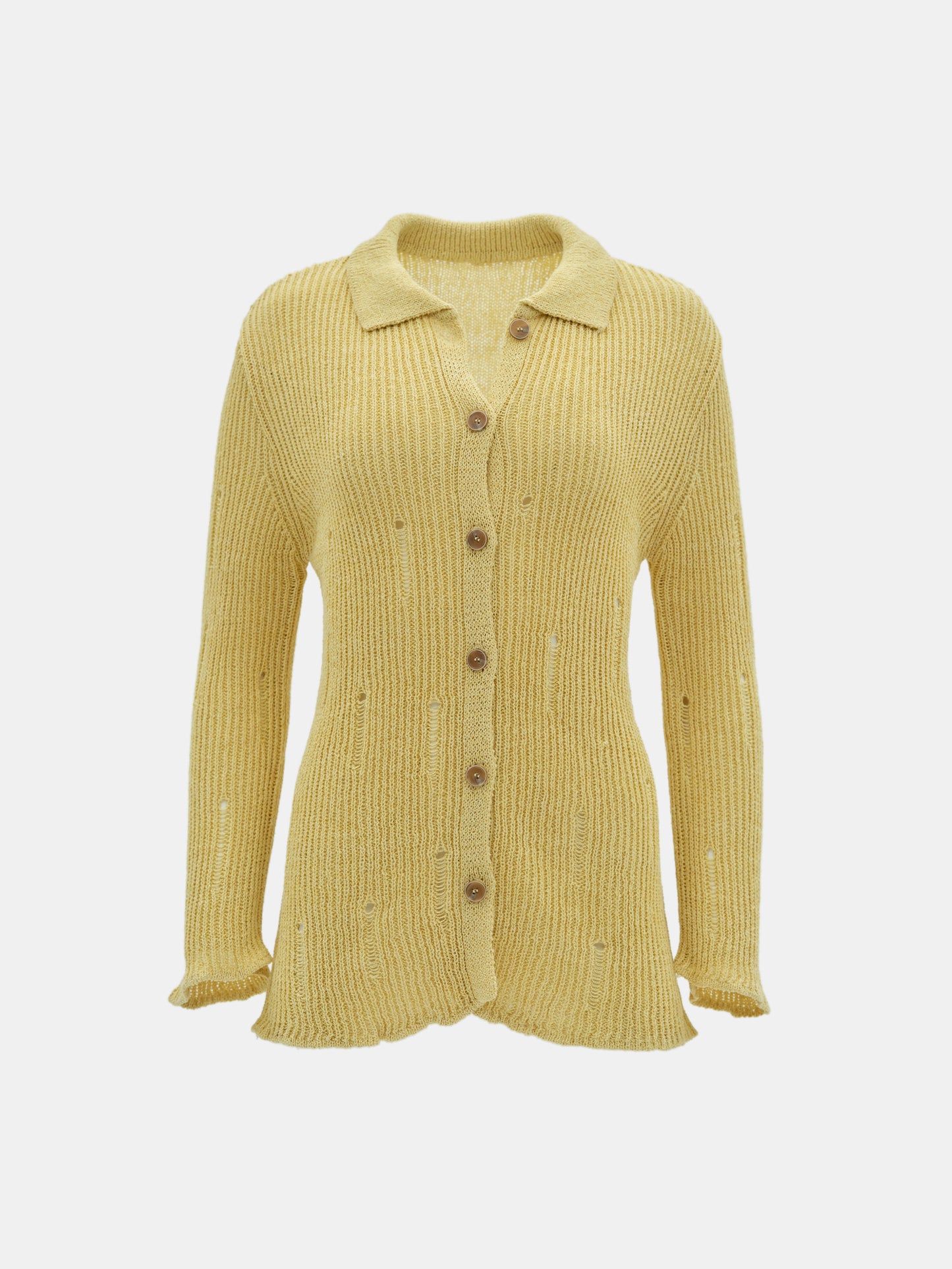 Shredded Knit Shirt, Butter Yellow