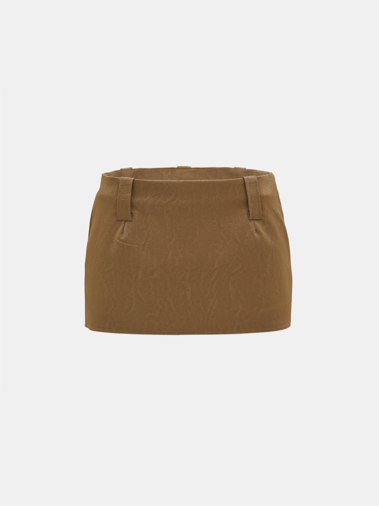 Cracked Vegan Leather Mini Skirt, Toffee