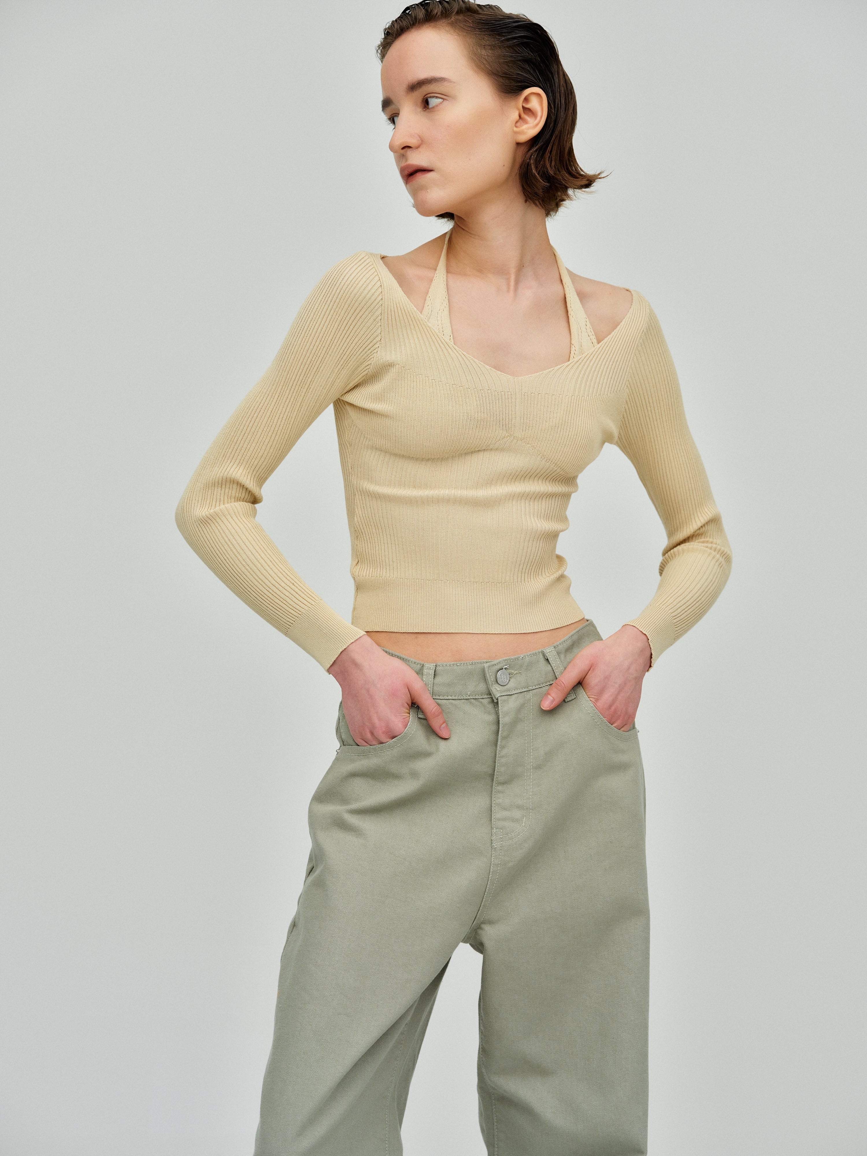 Duo Layered Knit Top, Buttermilk