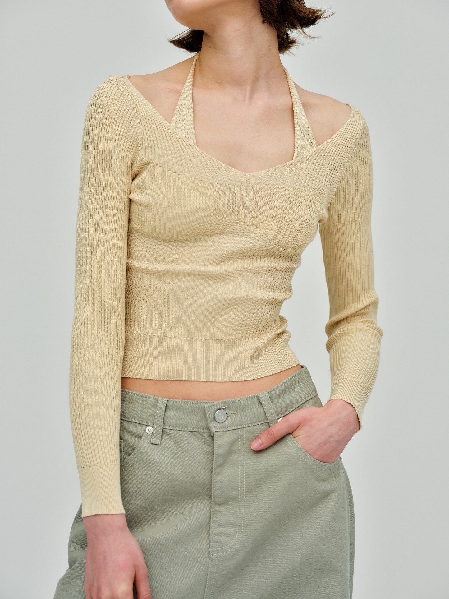 Duo Layered Knit Top, Buttermilk