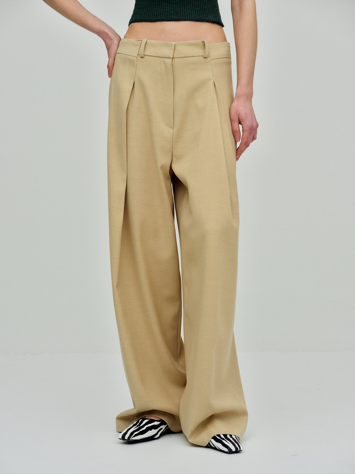 Wide Suit Trousers, Sand