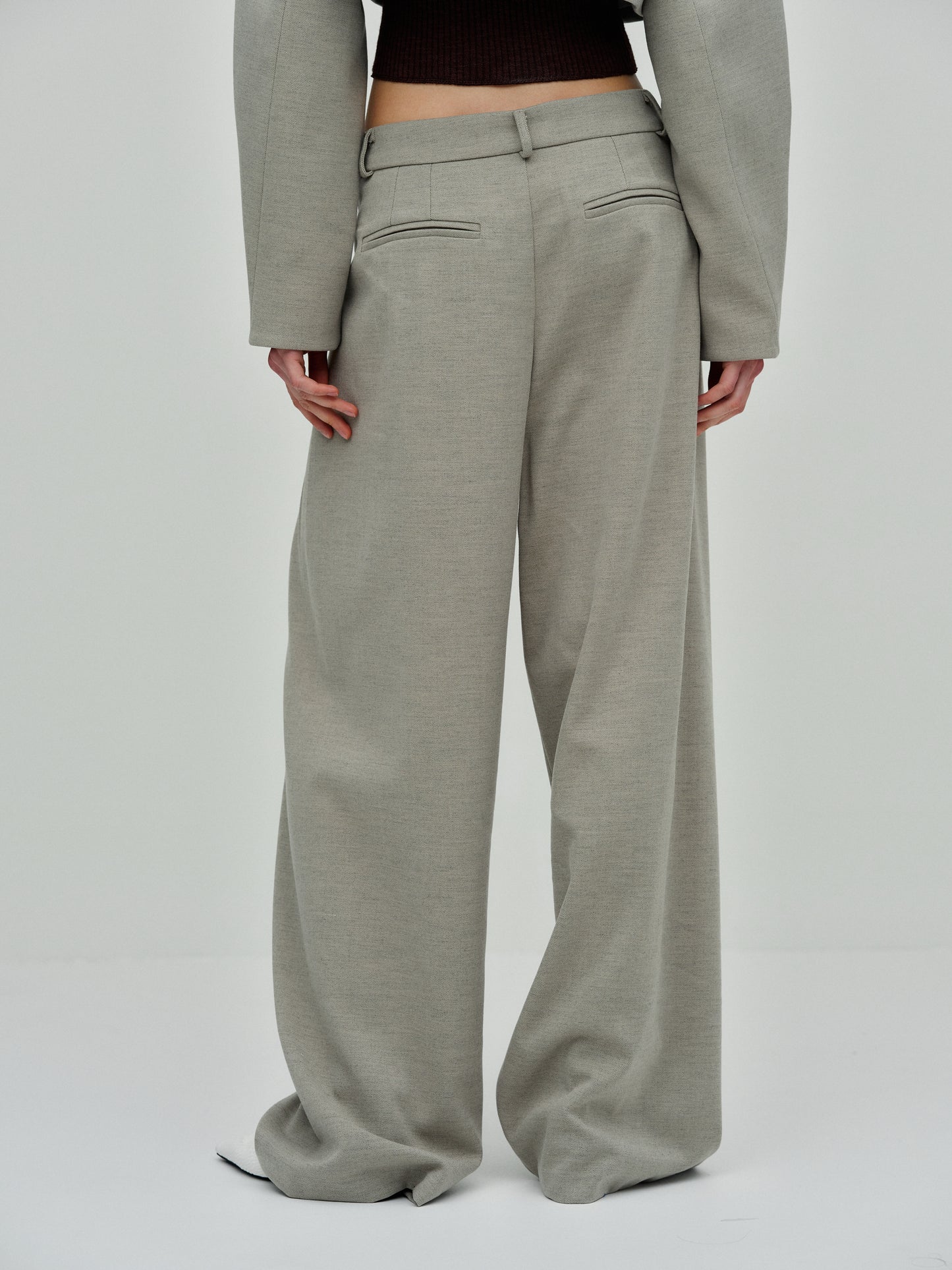Wide Suit Trousers, Earl Grey