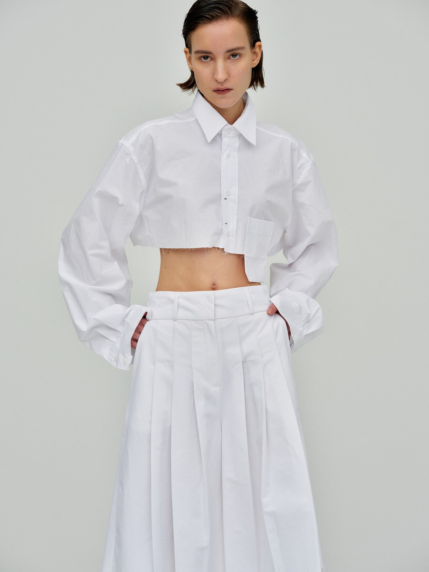 Boxy Cropped Shirt, White