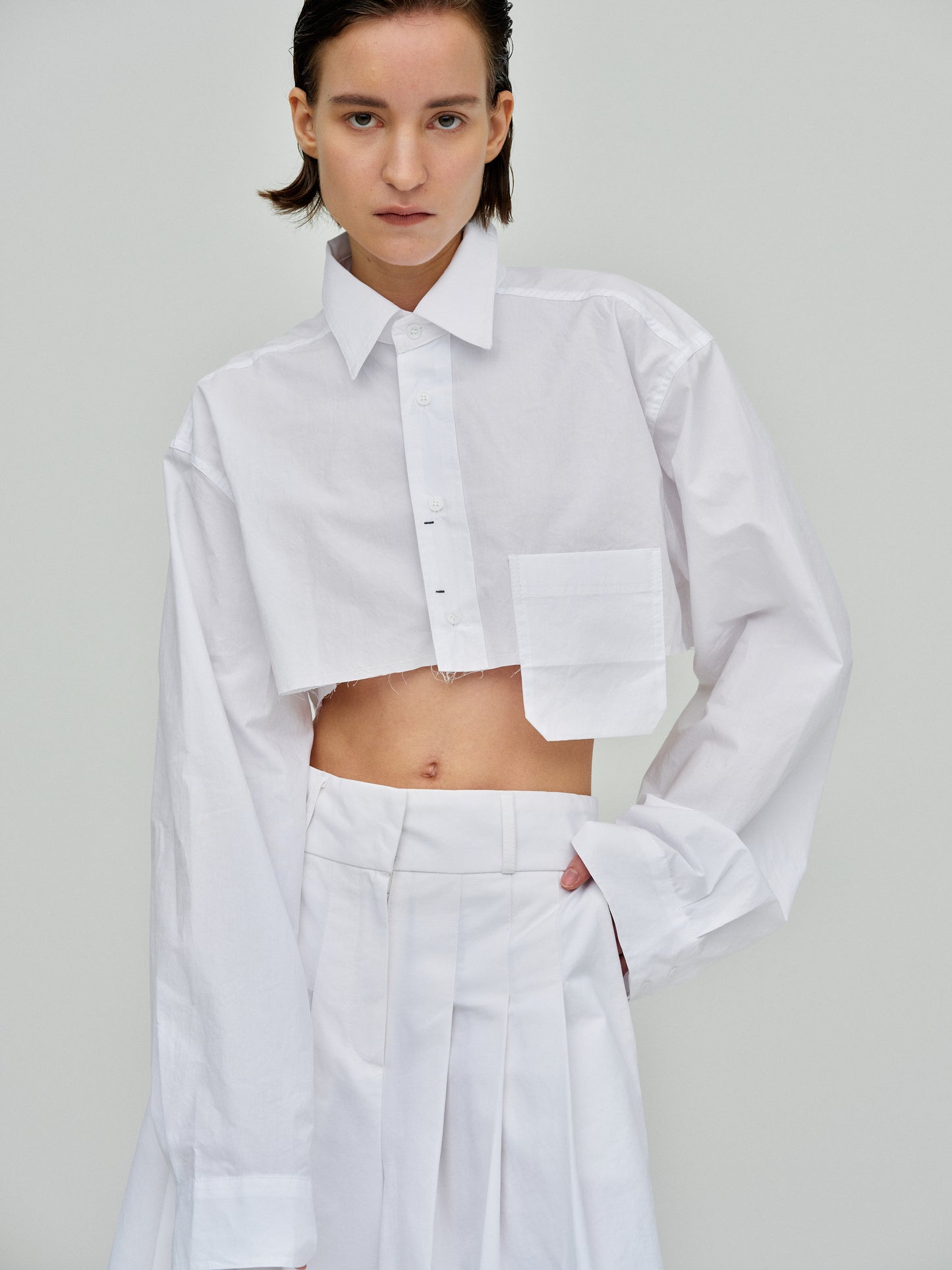 Boxy Cropped Shirt, White – SourceUnknown