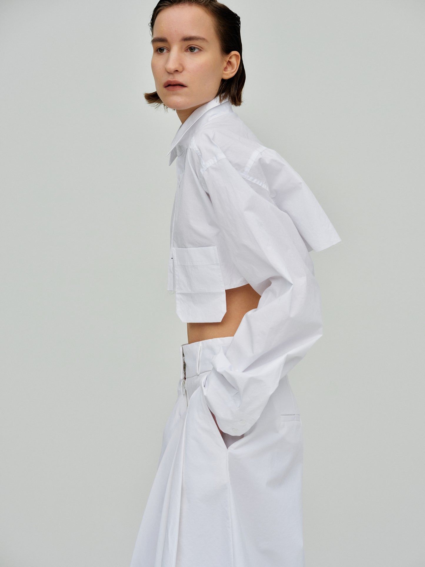 Boxy Cropped Shirt, White