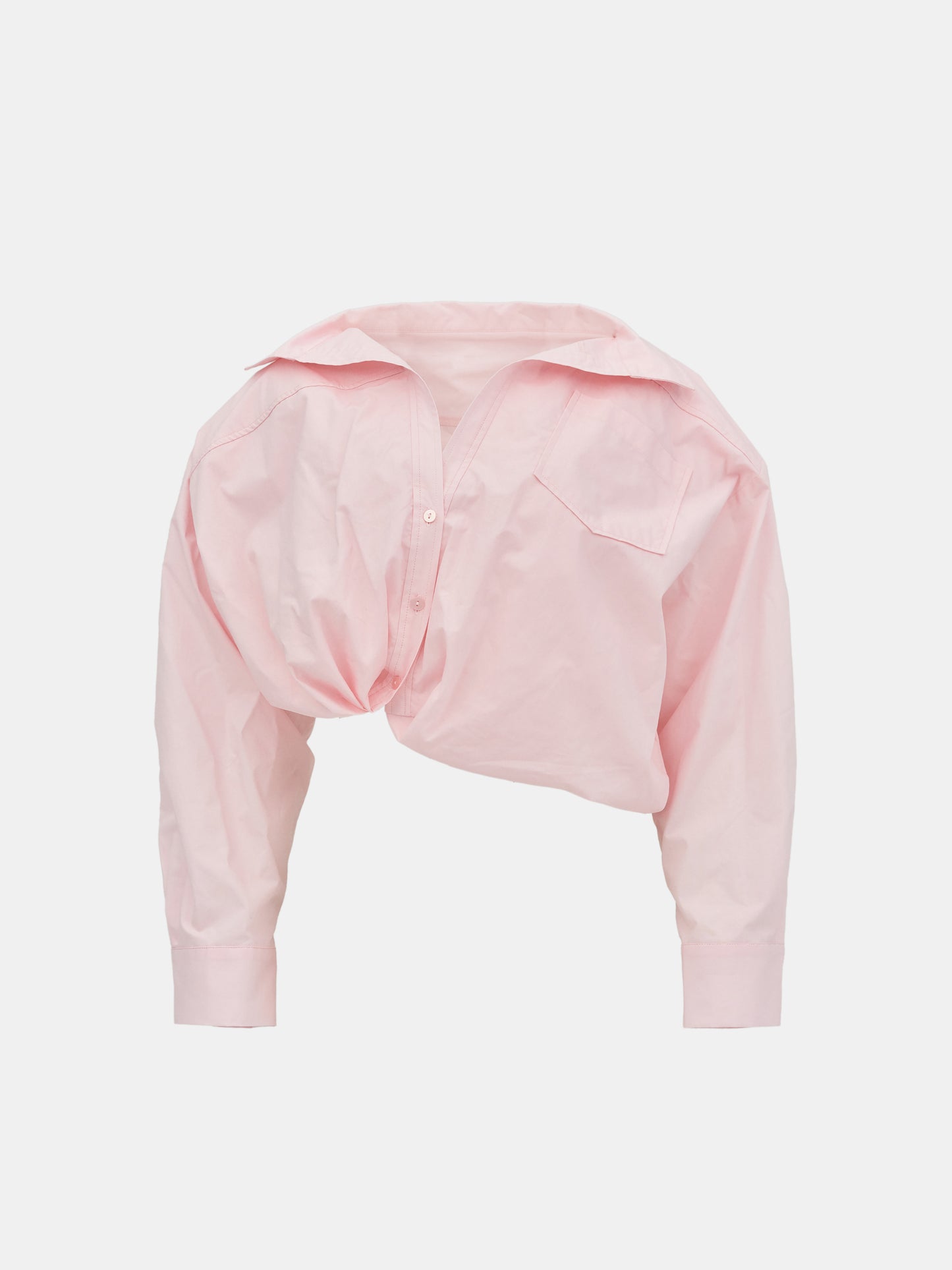 Gathered Boxy Shirt, Baby Pink