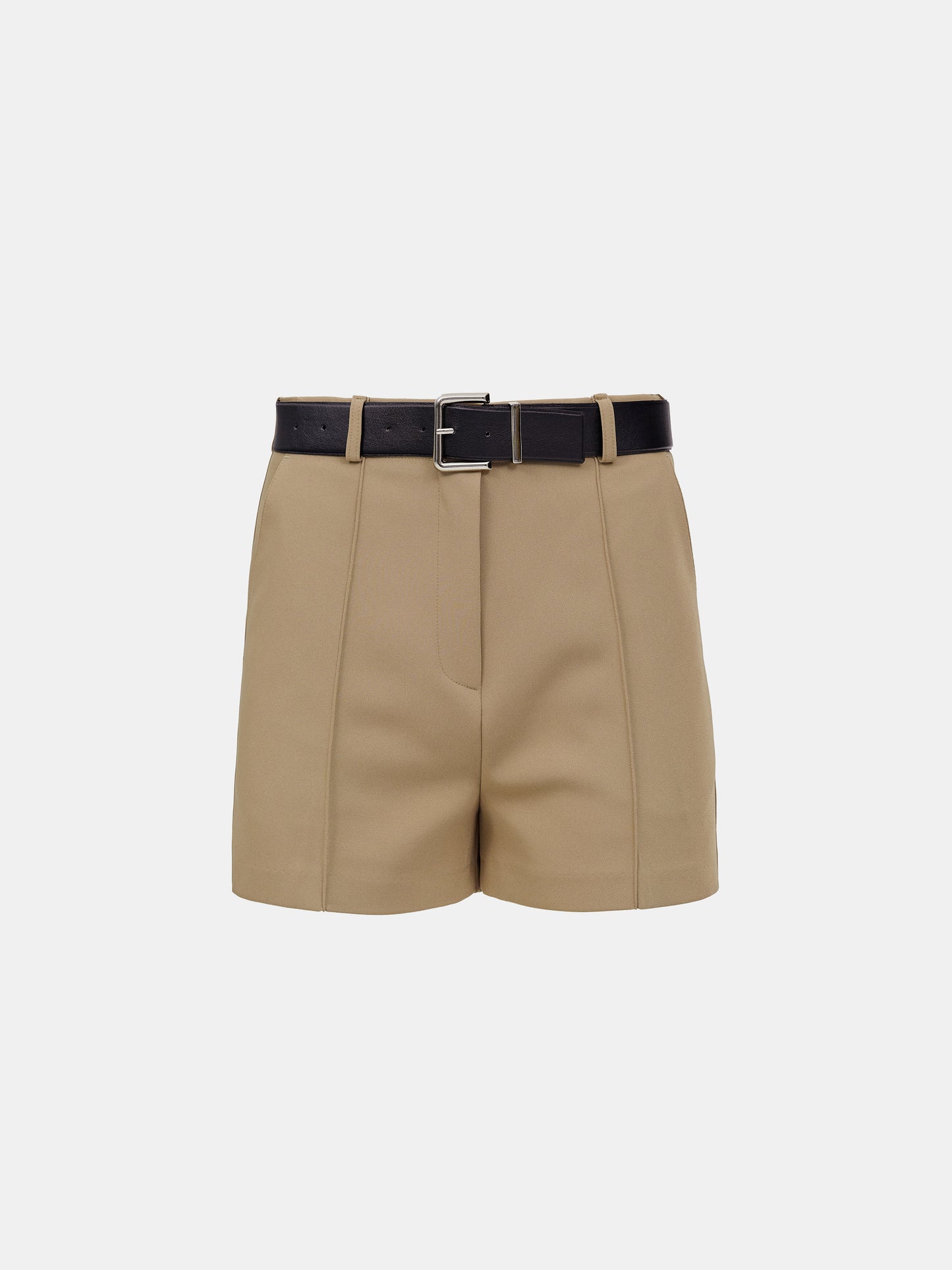 Belted Suit Shorts, Tan