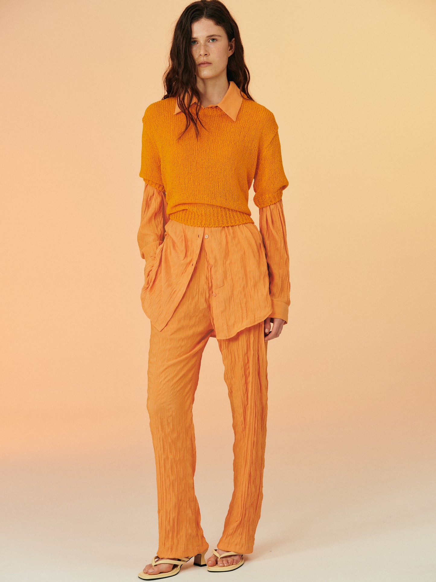 3/4 Sleeve Basic Knit, Orange