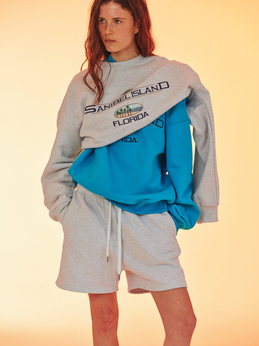 'Sanibel Island' Cotton Sweatshirt, Grey Melange