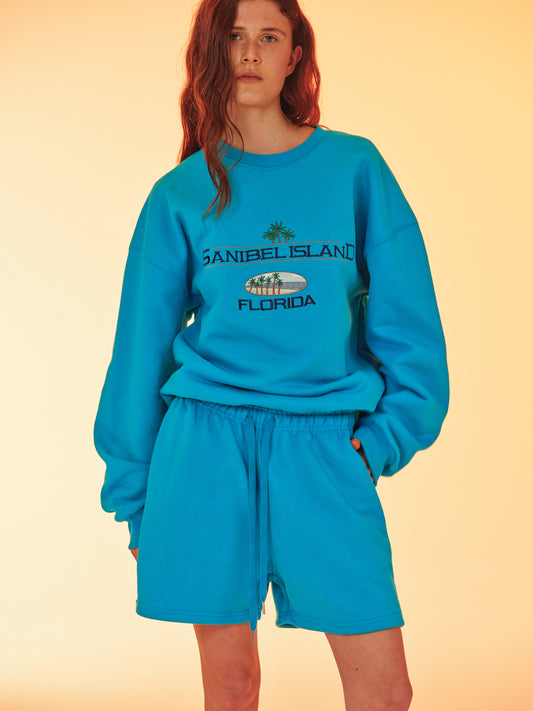 'Sanibel Island' Cotton Sweatshirt, Blue