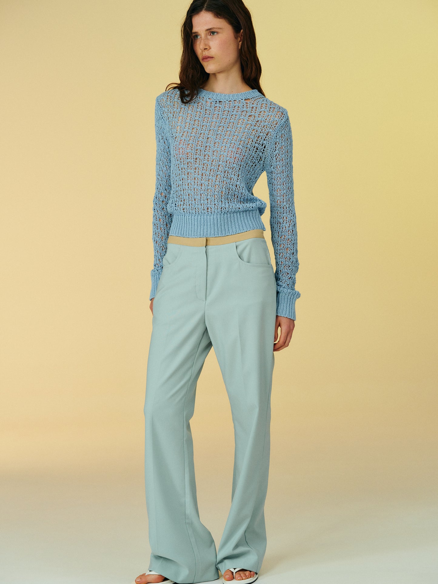 Contrast Waistband Trousers, Spring Mint