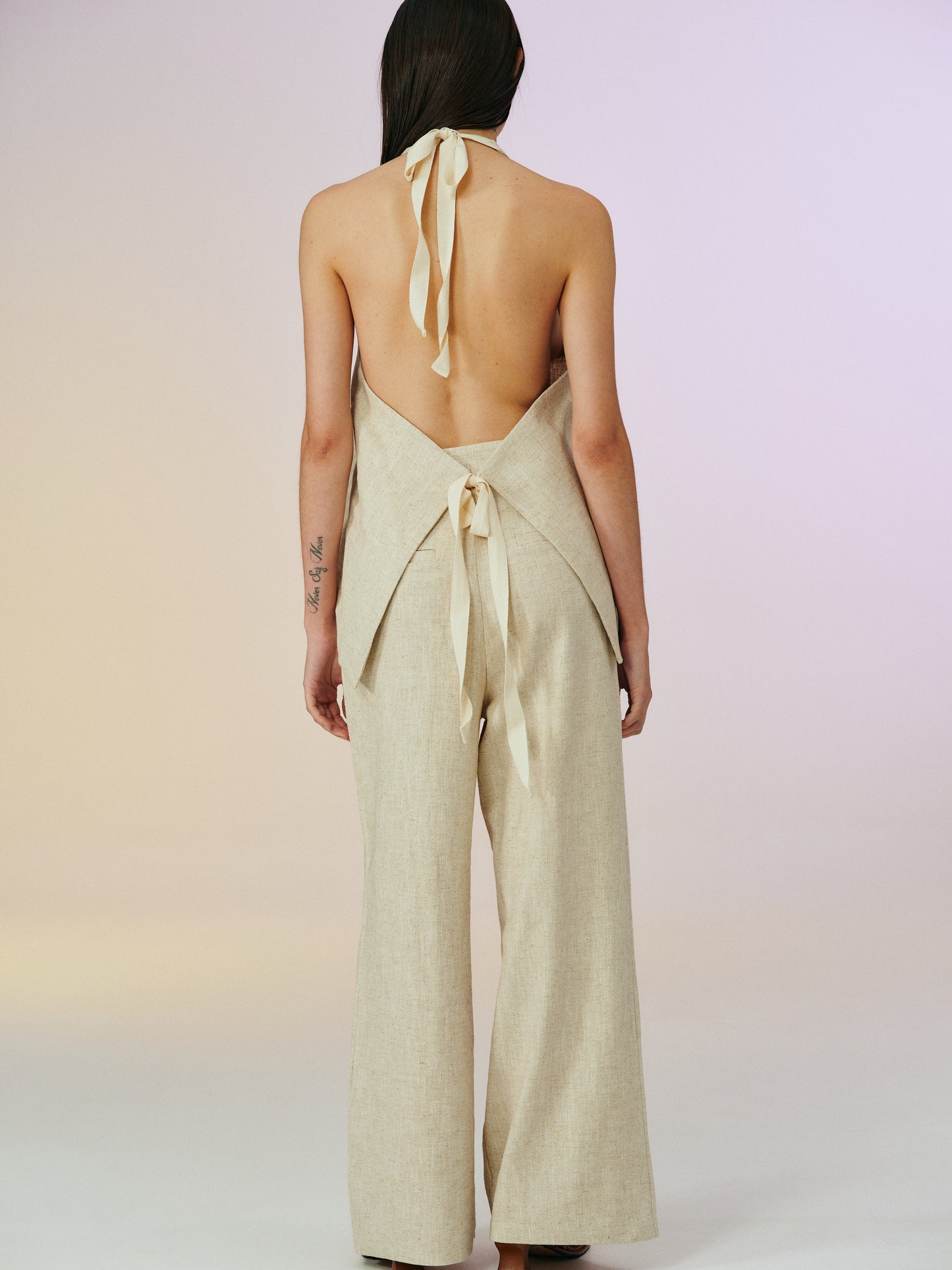 Backless Linen Vest, Gardenia