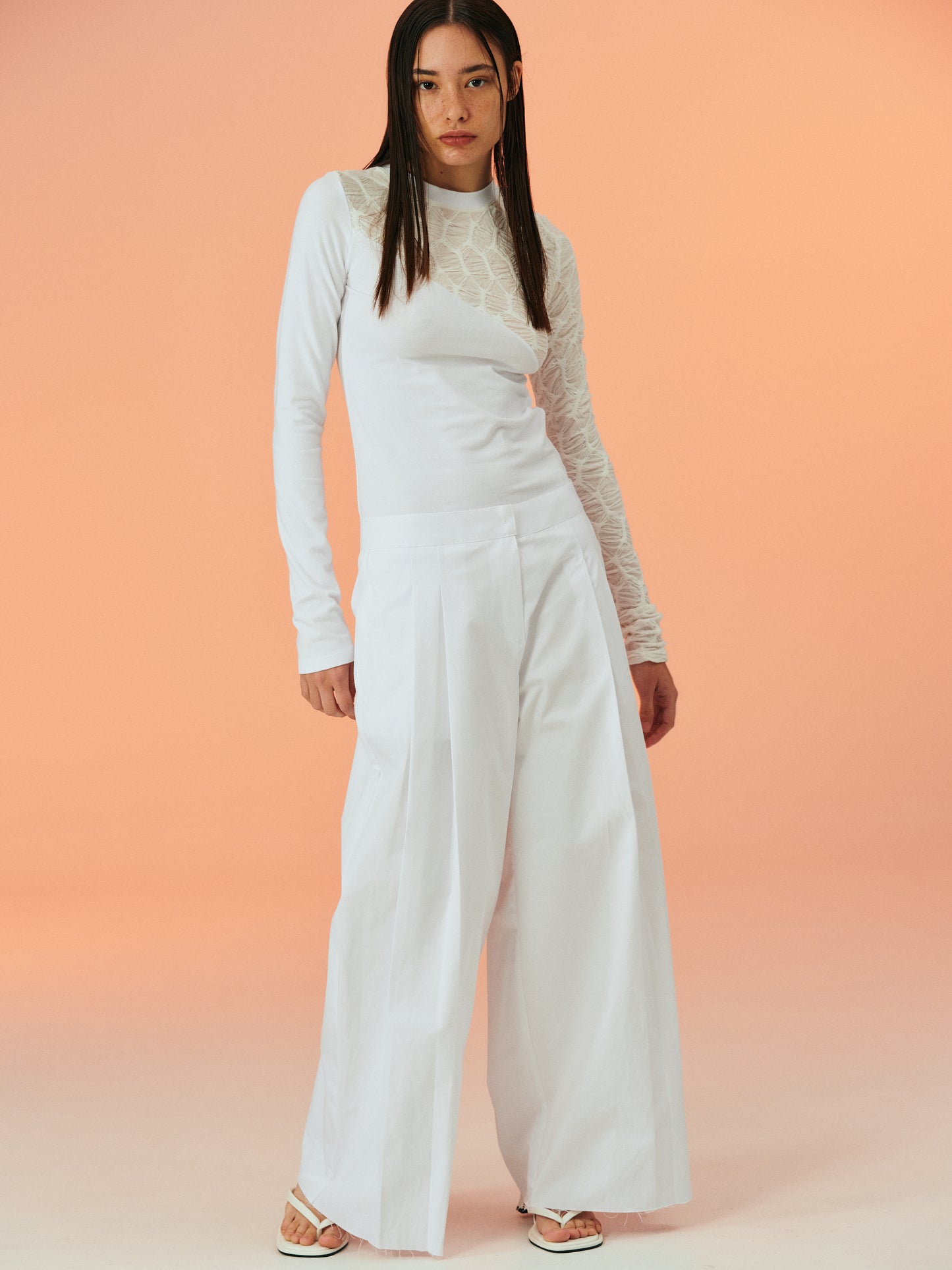 Low Rise Wide Trousers, Off-White