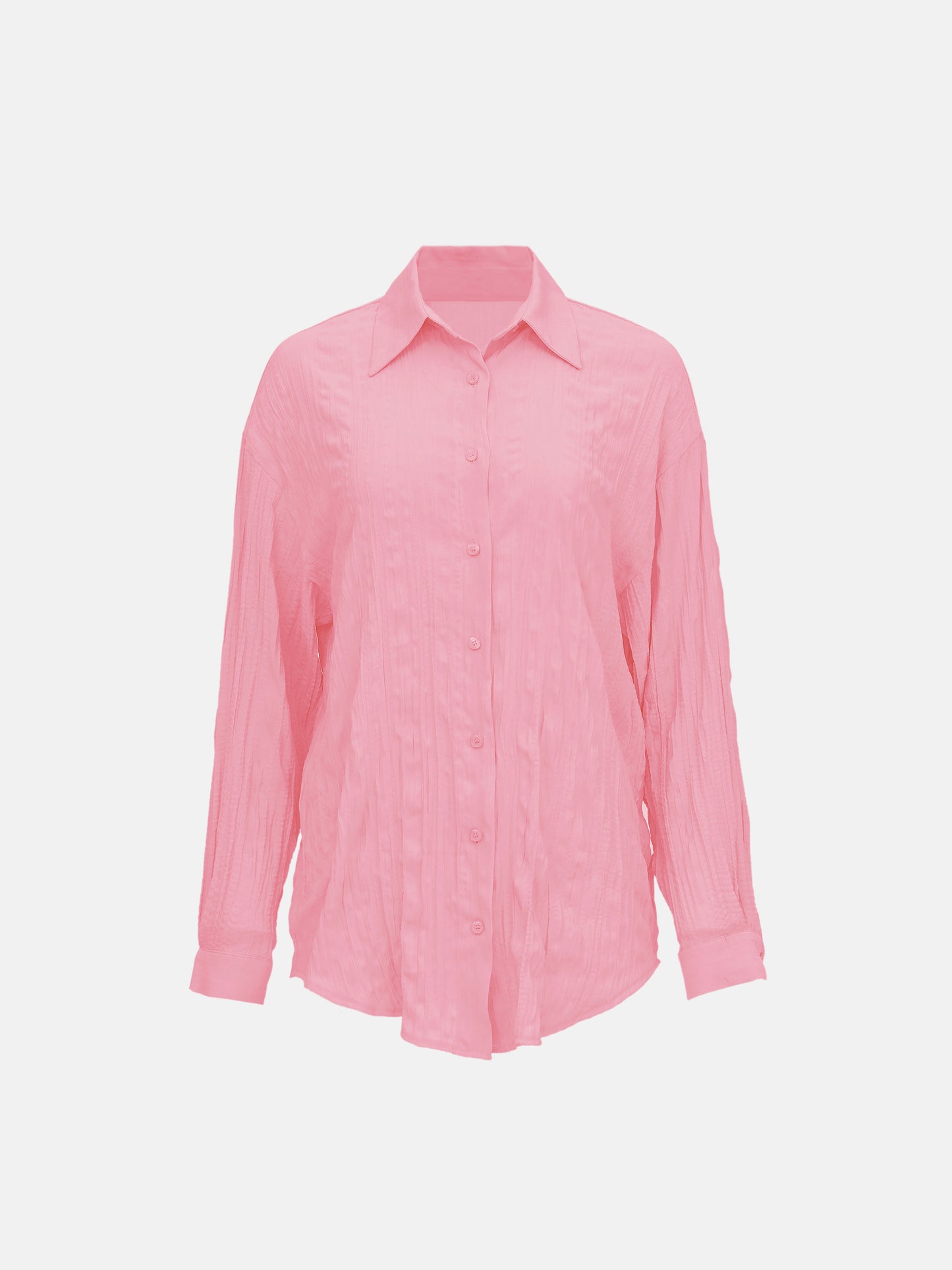 Crinkled Garment-Pleated Shirt, Rose