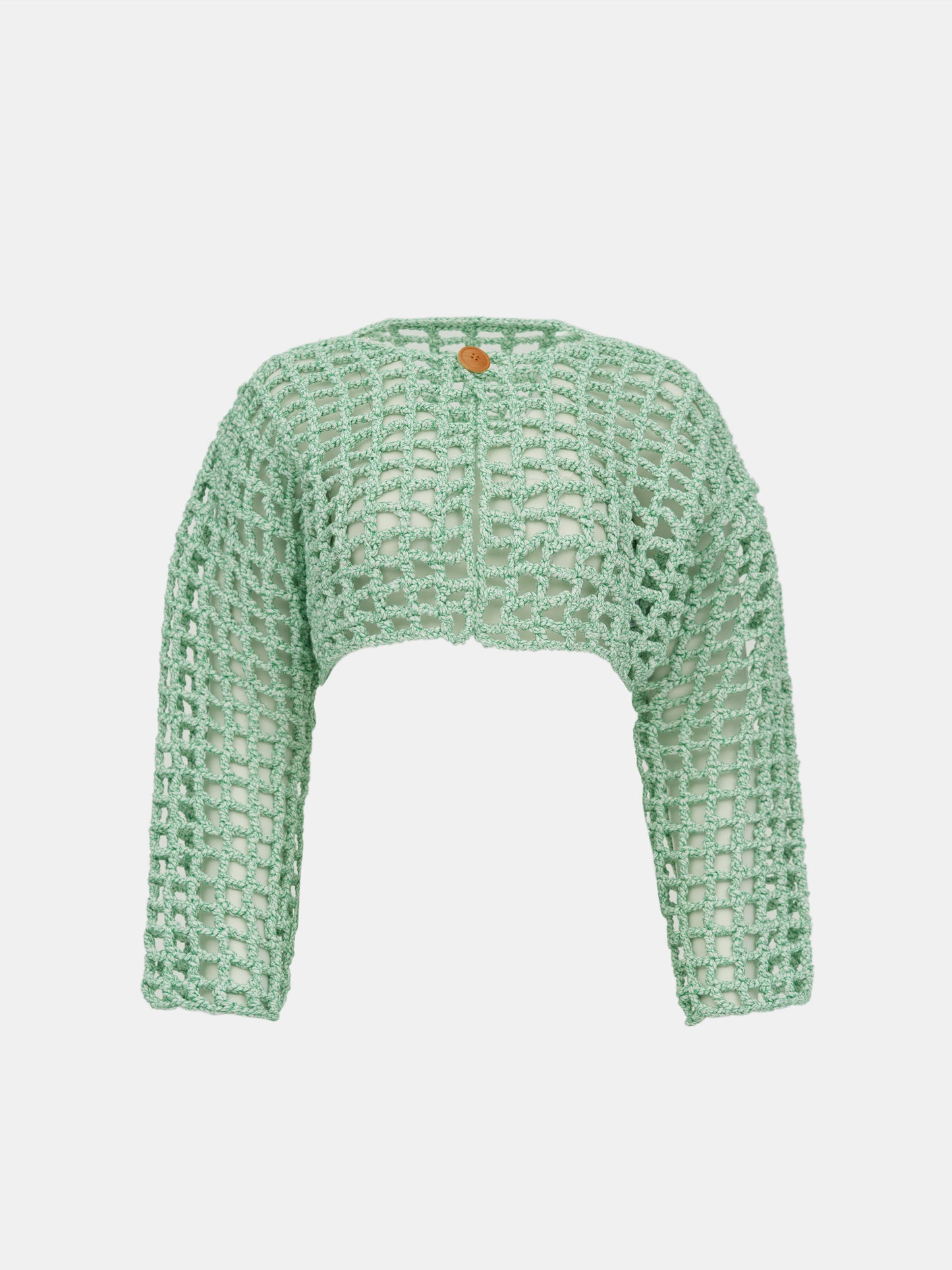 Cotton Crochet Cardigan, Seafoam