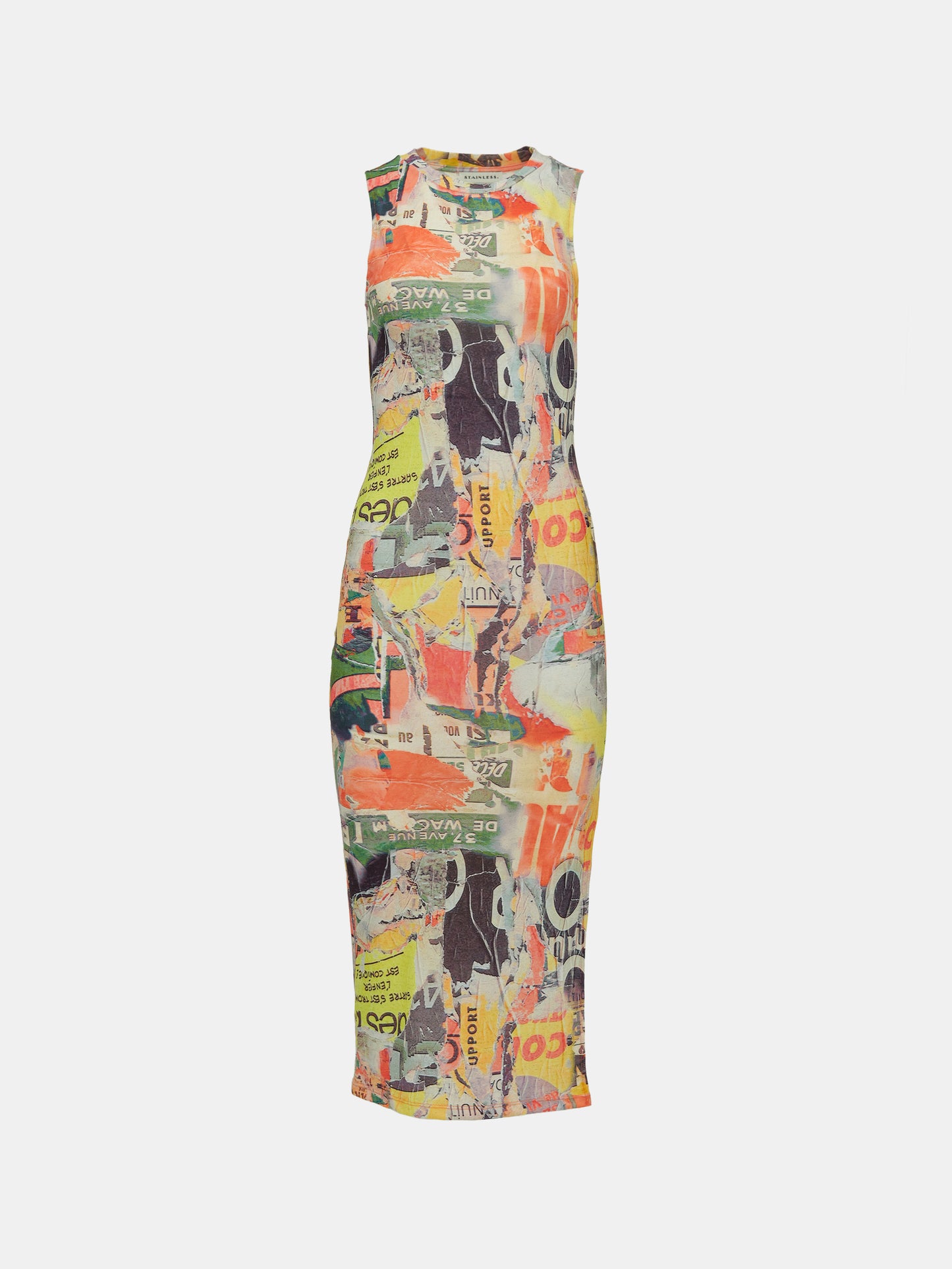 Multicolor Graphic Print Dress, Saffron