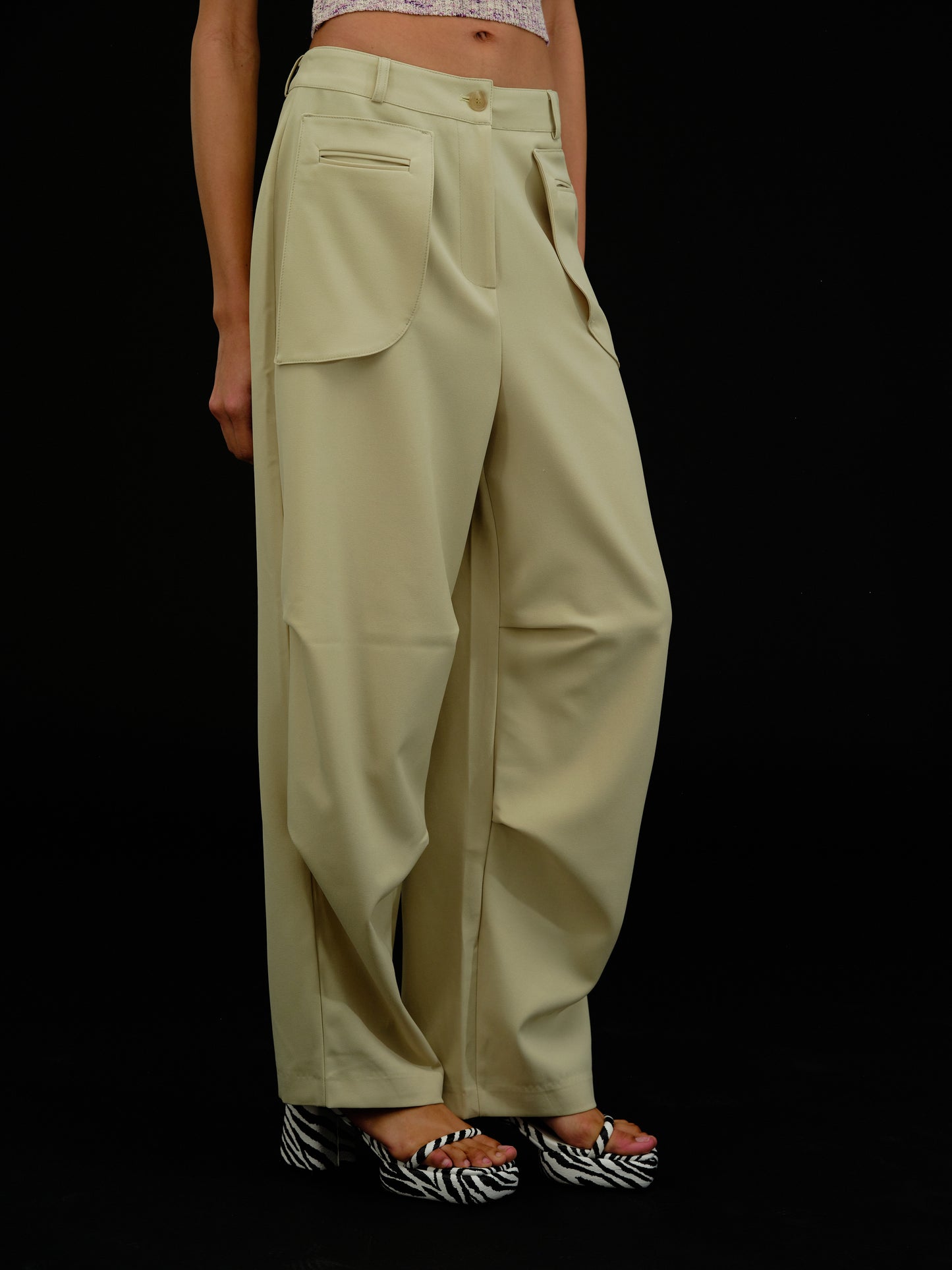 Inside-Out Pocket Trousers, Sage