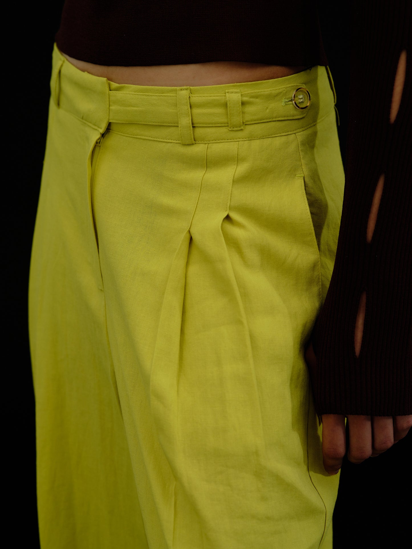 Linen Pleat Trousers, Lemon