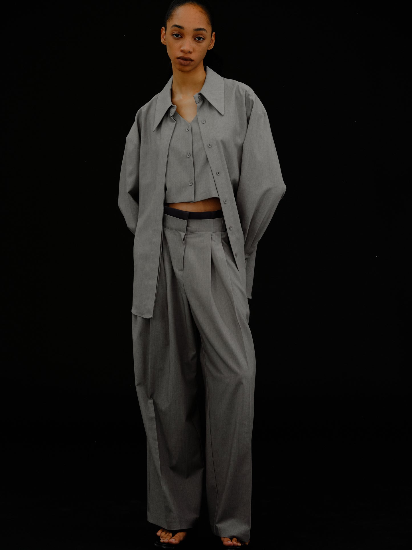 Suiting Shirt + Waistcoat Set, Grey