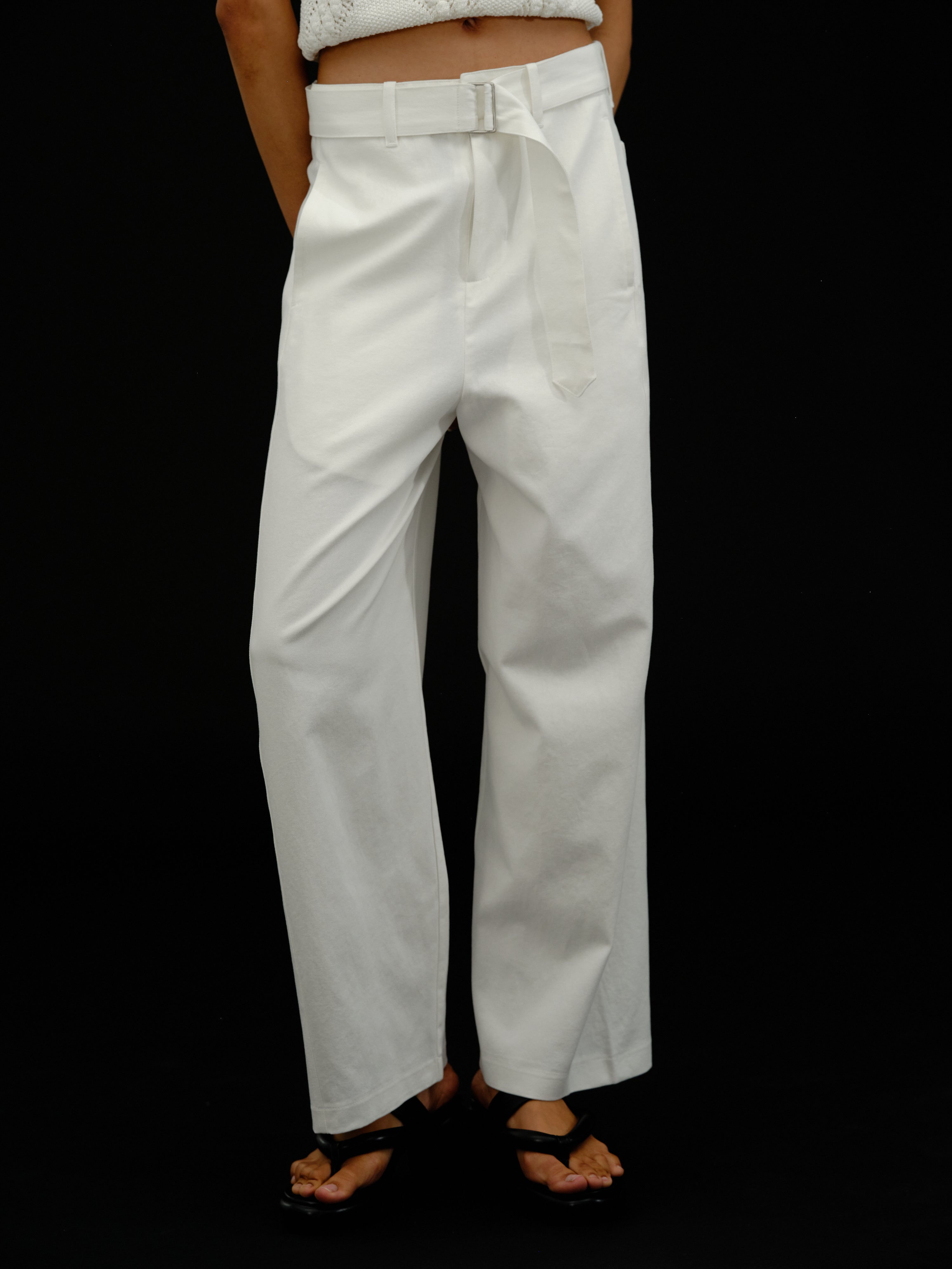 Lemaire Twisted Belted Trousers In White | ModeSens