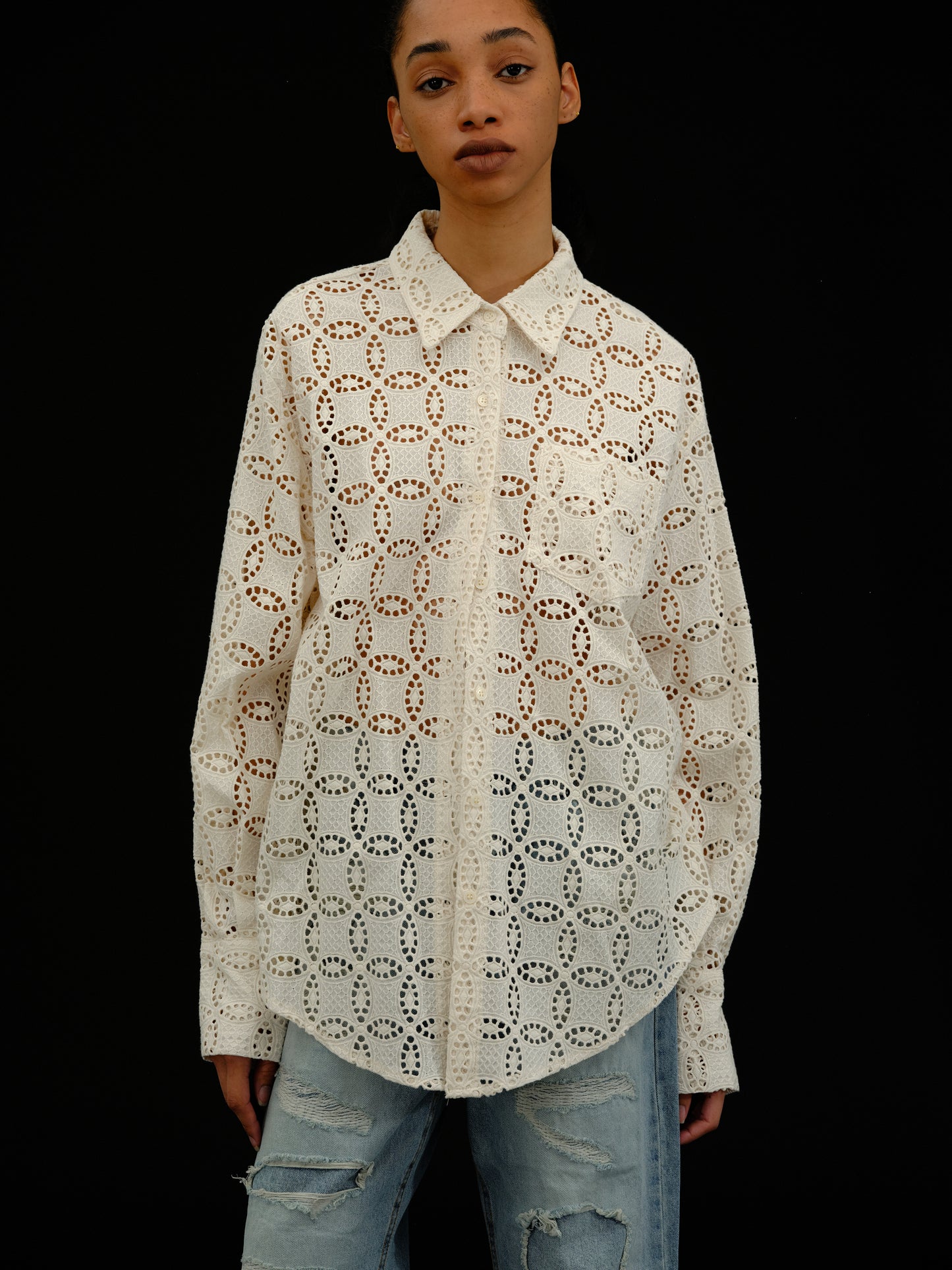 MW Eyelet Button-up Camp Shirt in Natural