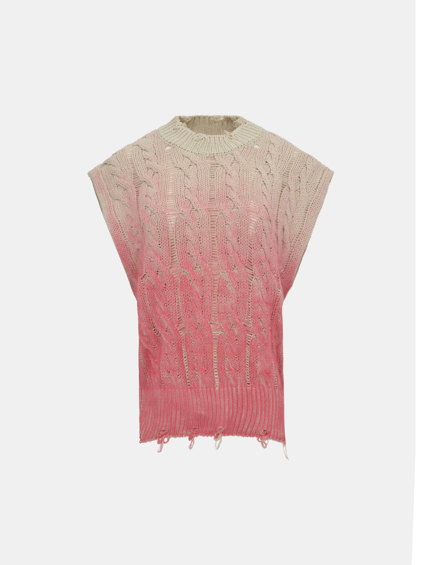 Spray Paint Cable Knit Vest, Rouge Pink