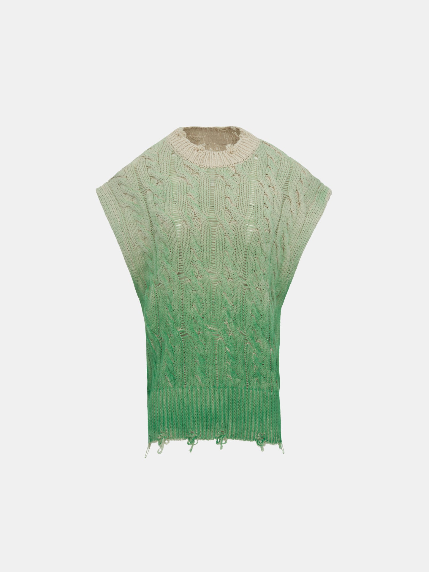 Spray Paint Cable Knit Vest, Jade Green