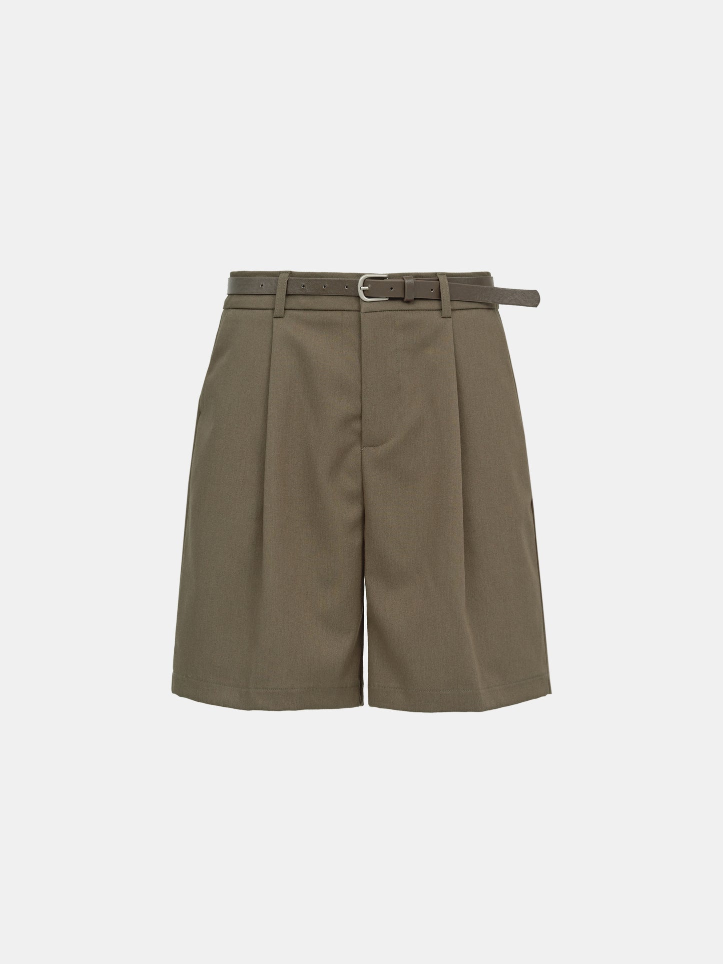 Belted Suiting Shorts, Mocha