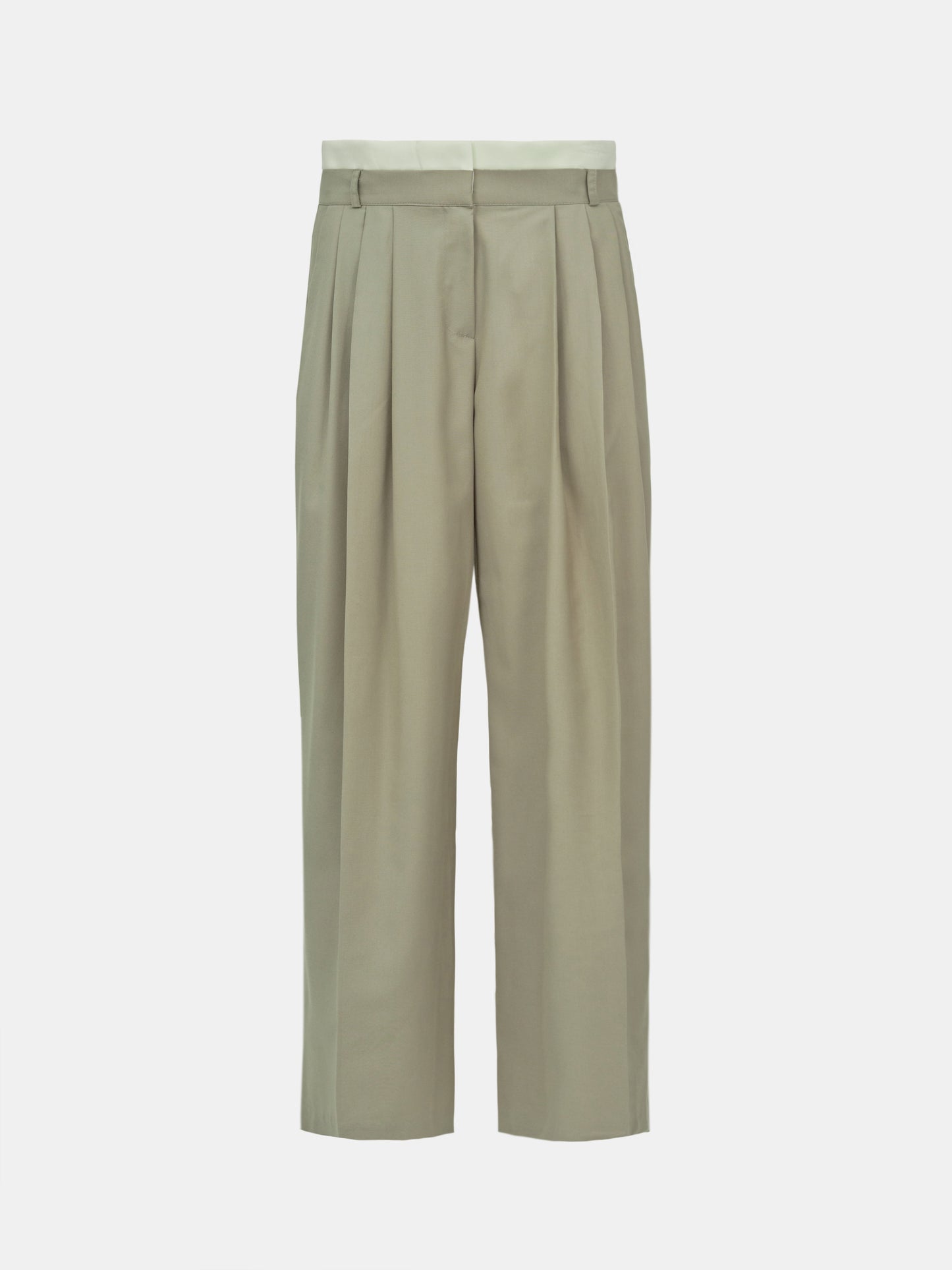 Layered Waistband Trousers, Beige – SourceUnknown