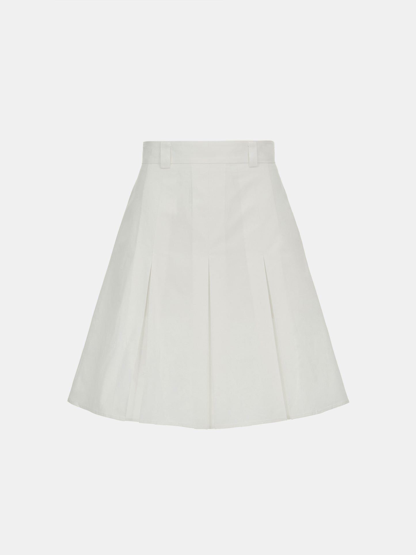 Wide Pleat Skirt, White