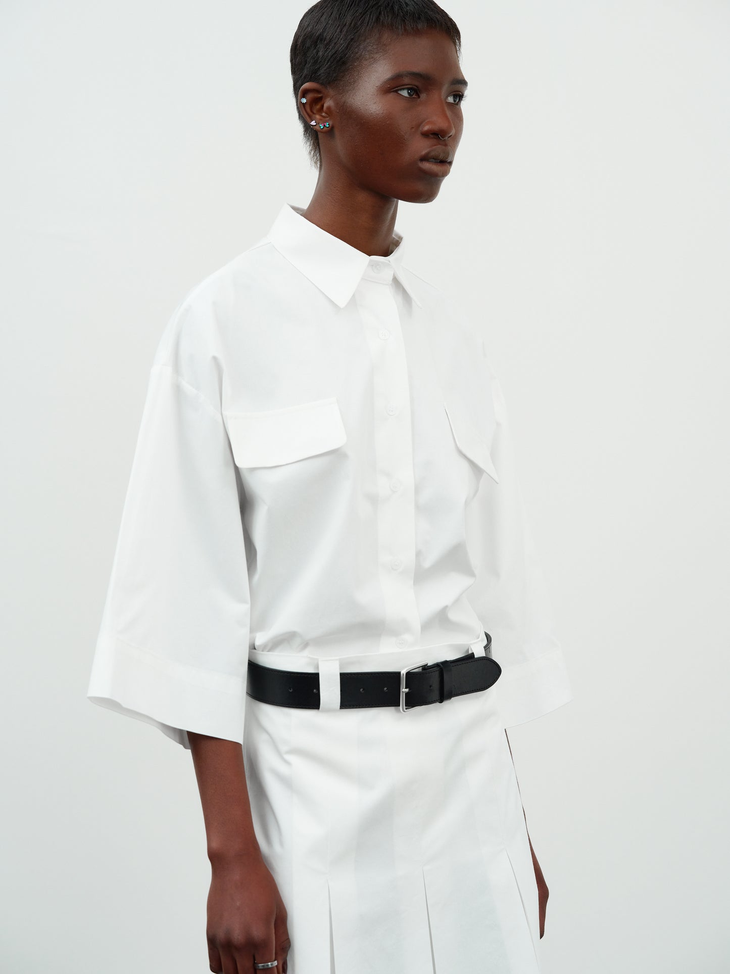 Boxy Poplin Shirt, White