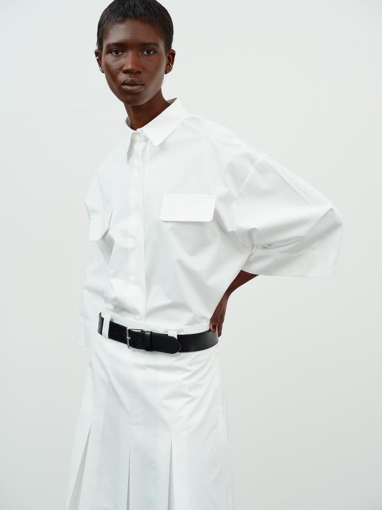 Boxy Poplin Shirt, White