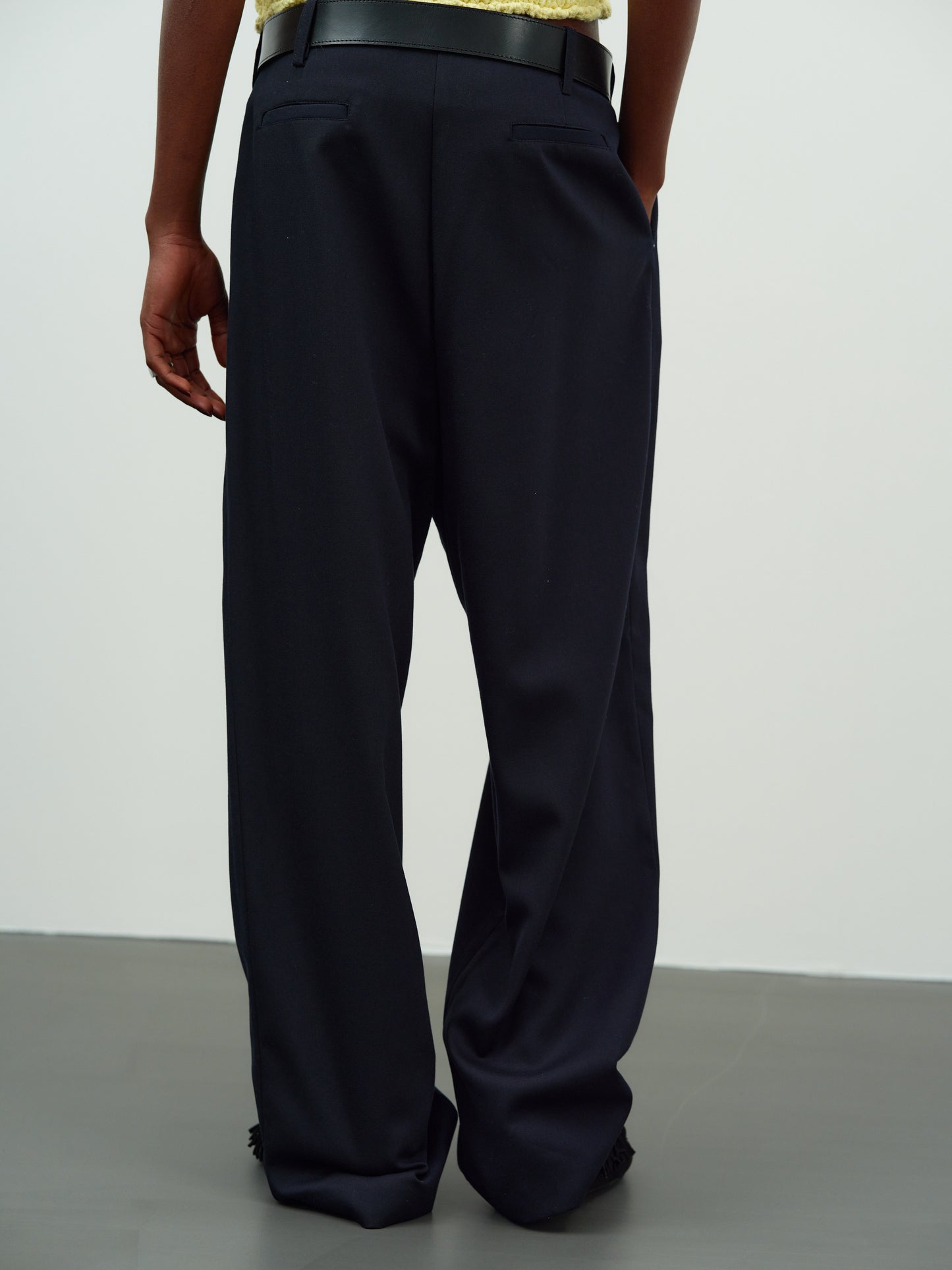 Pleated Wide Trousers, Dark Navy