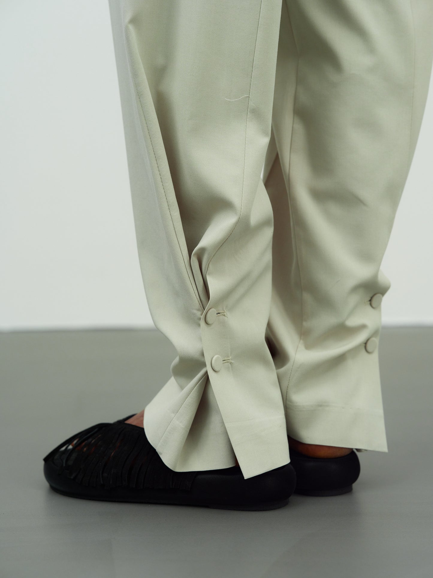 Button Tapered Trousers, Pale Sage