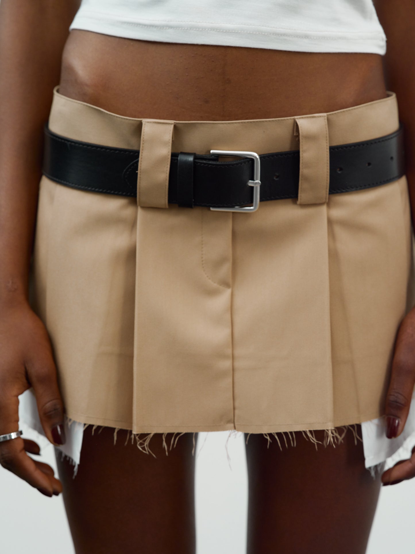 Low Rise Layer Micro Skirt, Sandy Brown
