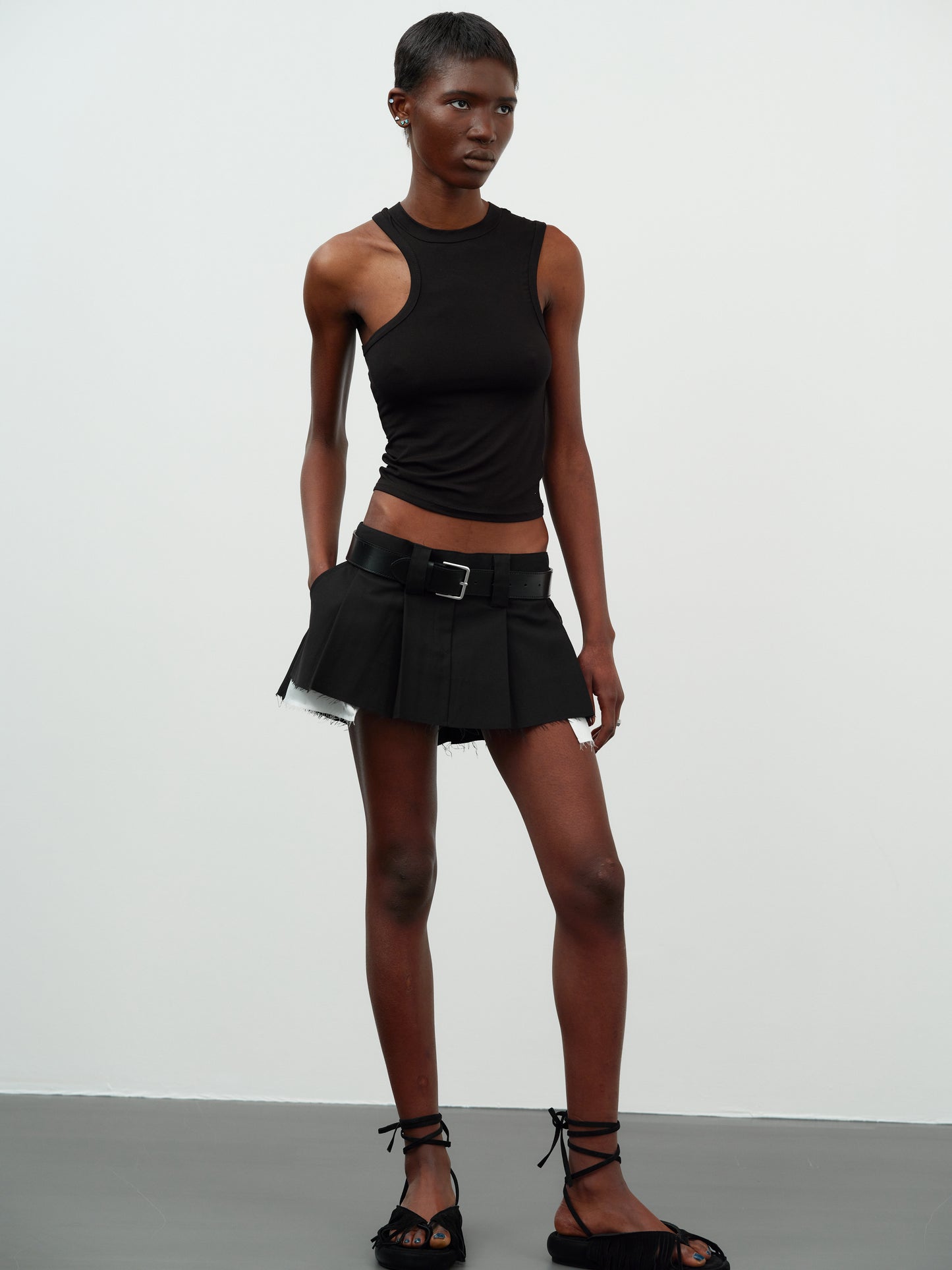Low Rise Layer Micro Skirt, Black