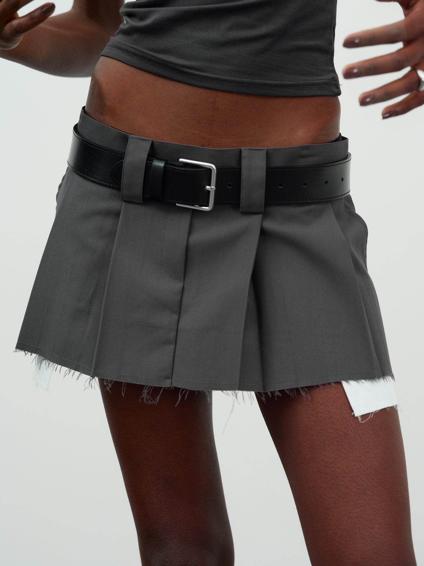 Low Rise Layer Micro Skirt, Charcoal
