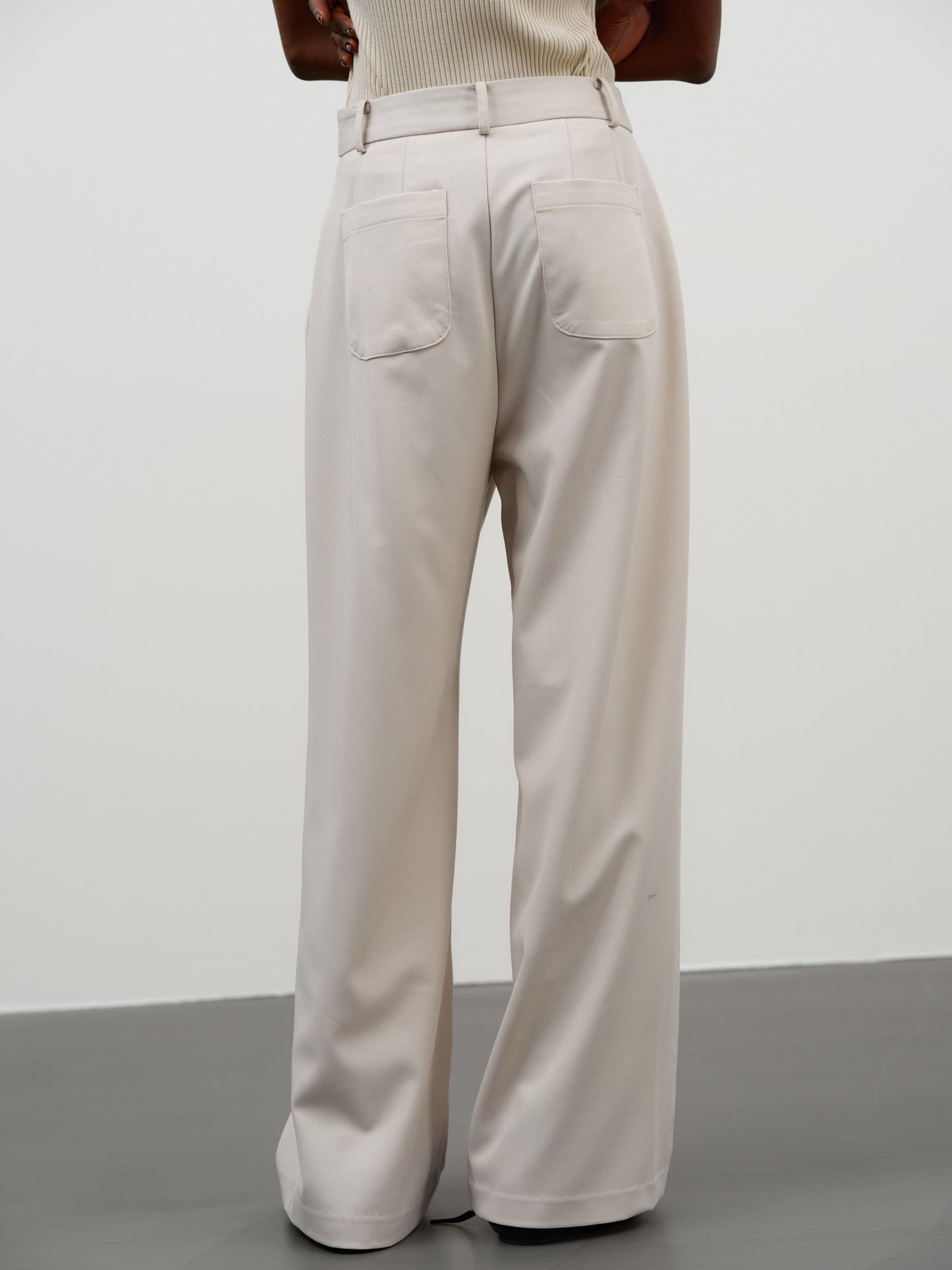 Criss-Cross Pintuck Trousers, Egret