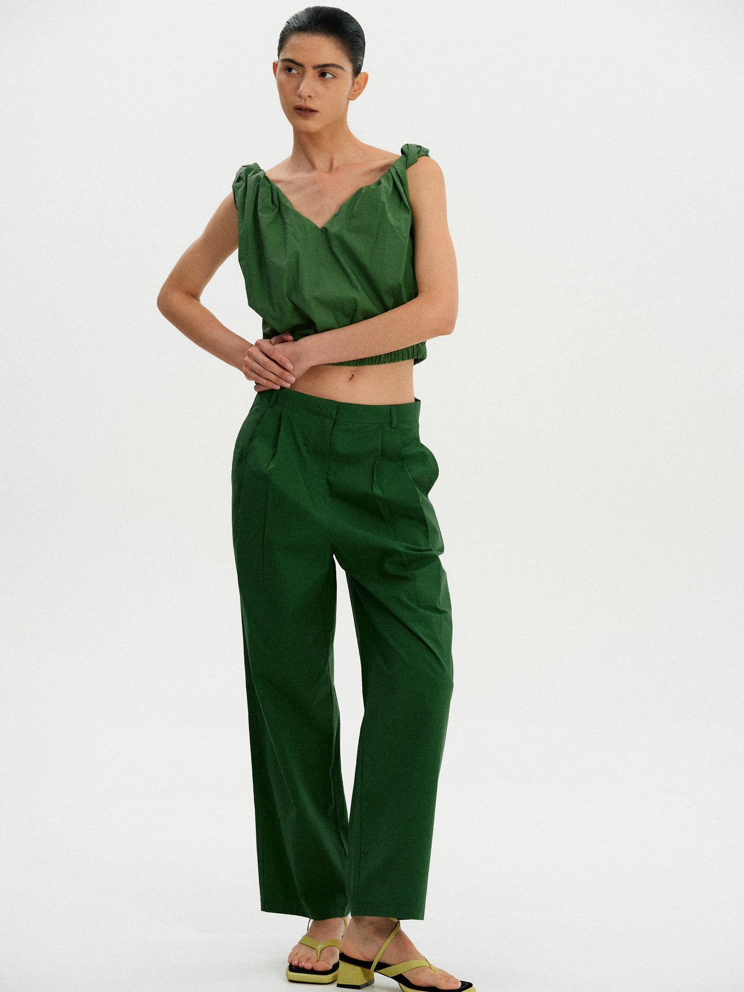 Gathered Cotton Camisole, Kelly Green
