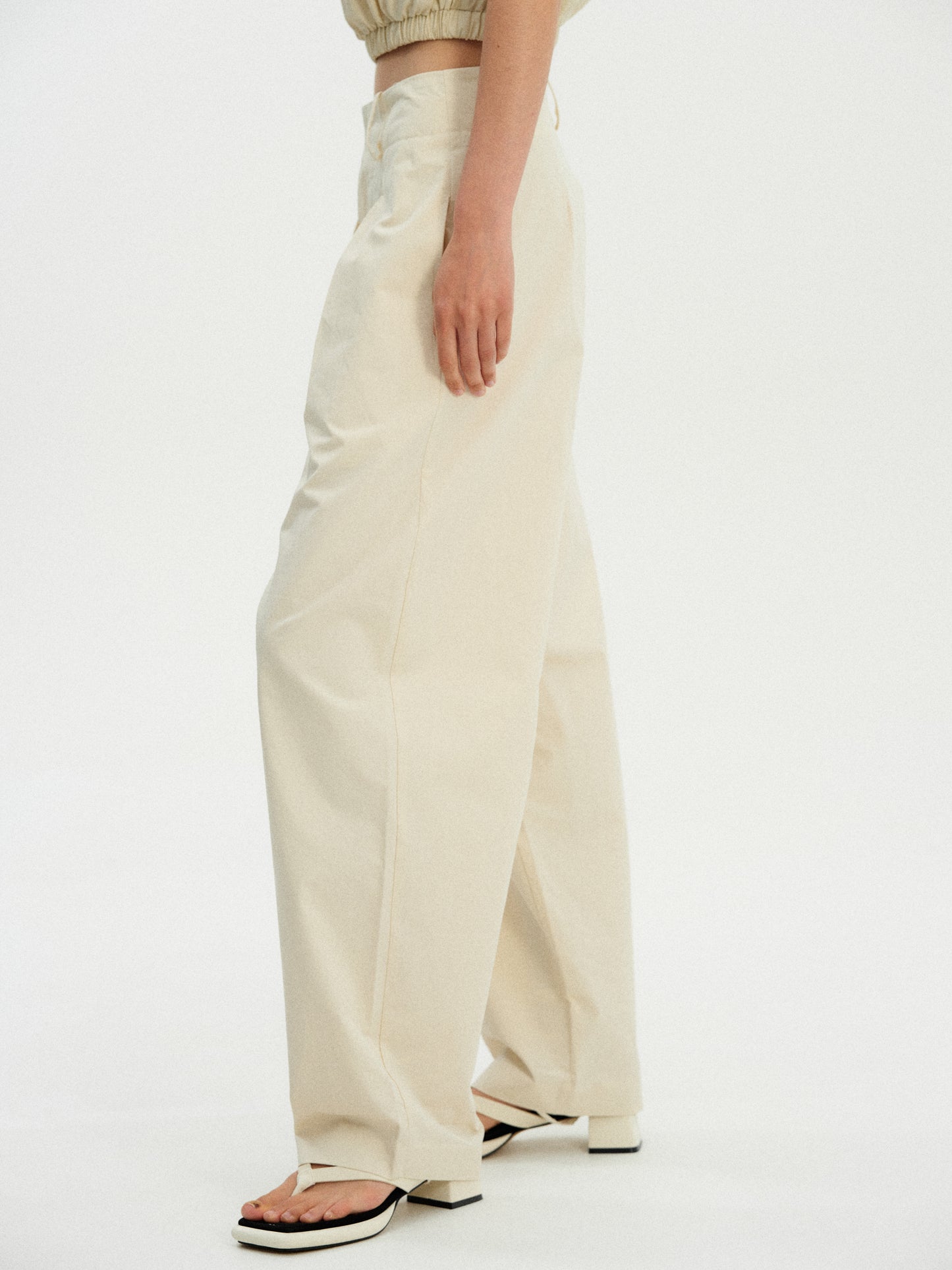 Oversized Cotton Trousers, Dusty Cream