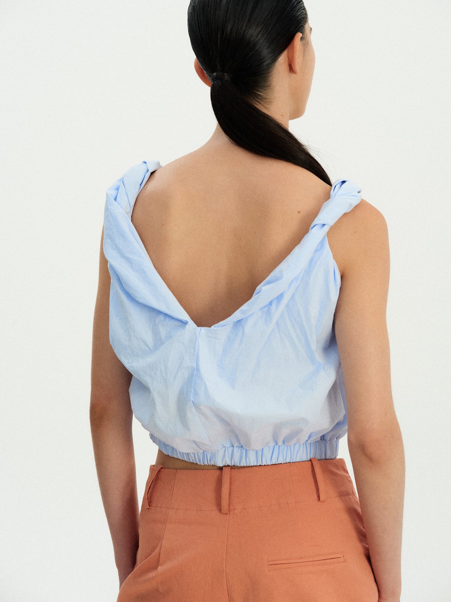 Gathered Cotton Camisole, Sky