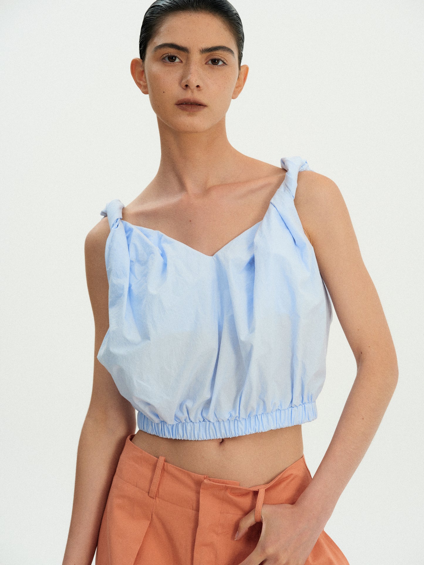 Gathered Cotton Camisole, Sky